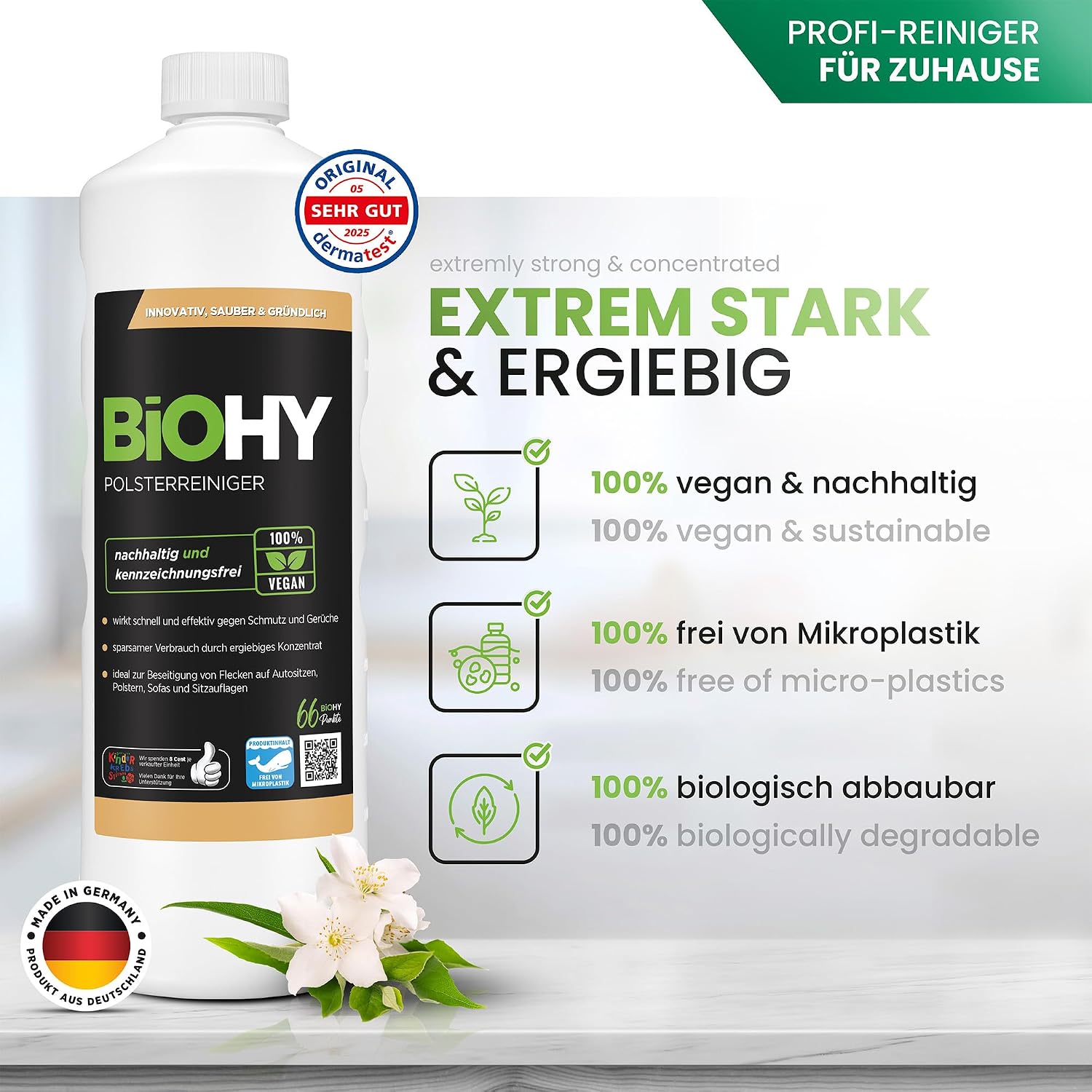 Detalle 2 de BiOHY Spezial Polsterreiniger 1 l Konzentrat für Polster 🧽