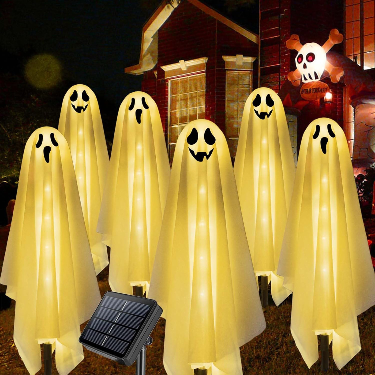 Thumbnail 5 de Homeleo Set of 6 Solar Ghost Stake Lights, Warm White Outdoor Halloween Decor