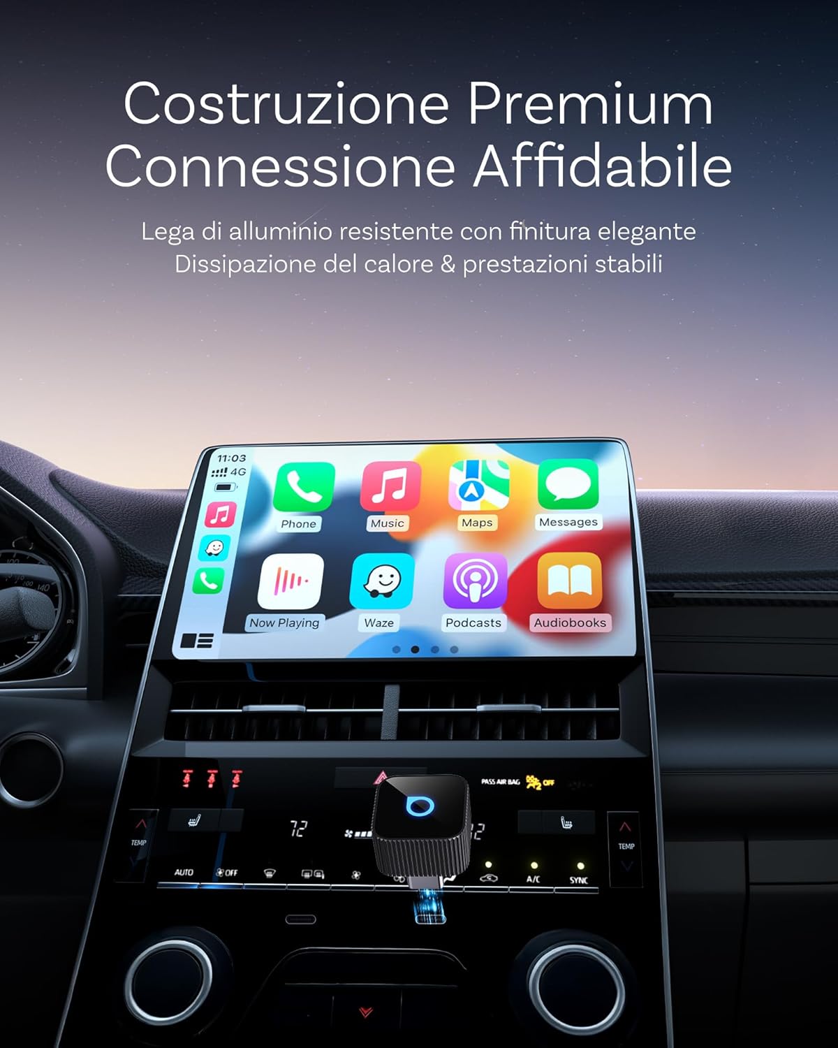 Detalle de Ottocast Mini Slim 2026 Adattatore Wireless CarPlay
