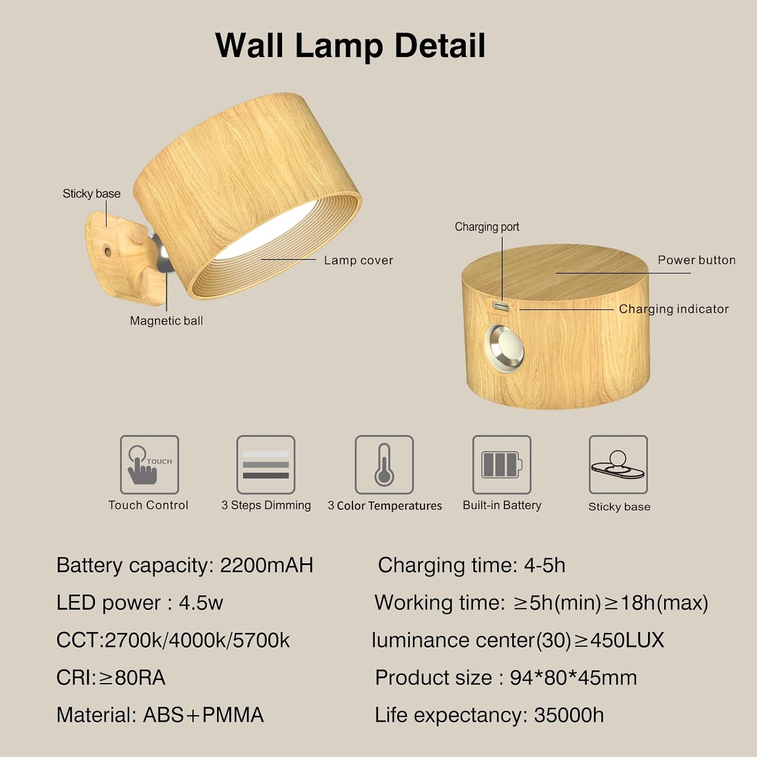 Thumbnail 4 de Feallive Wall Light 3-mode LED wall lamp