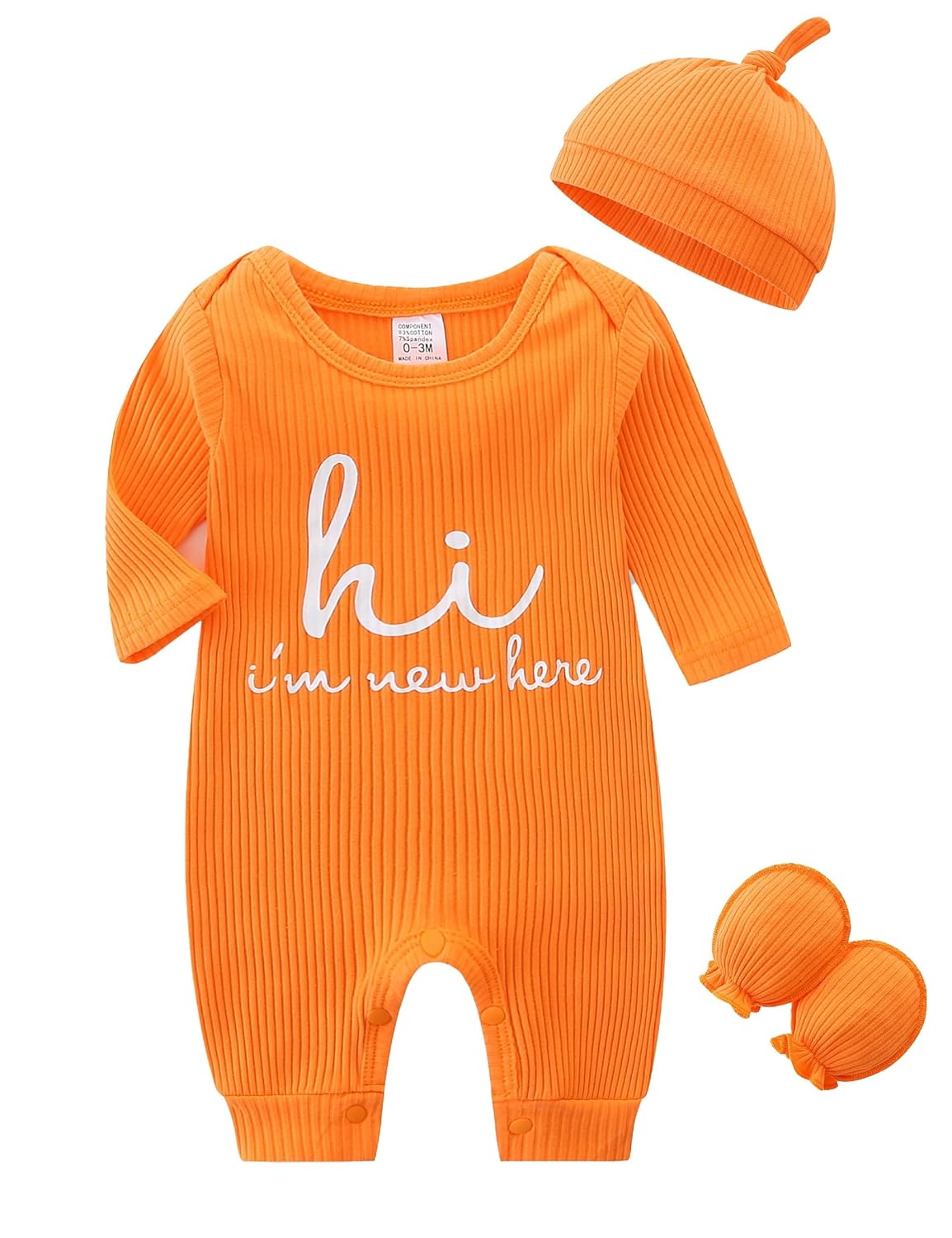 Detalle de KIDDLETOWN Schlafanzug Baby – 3er Set Strampler (0–3 Monate) mit Hut & Handschuhen
