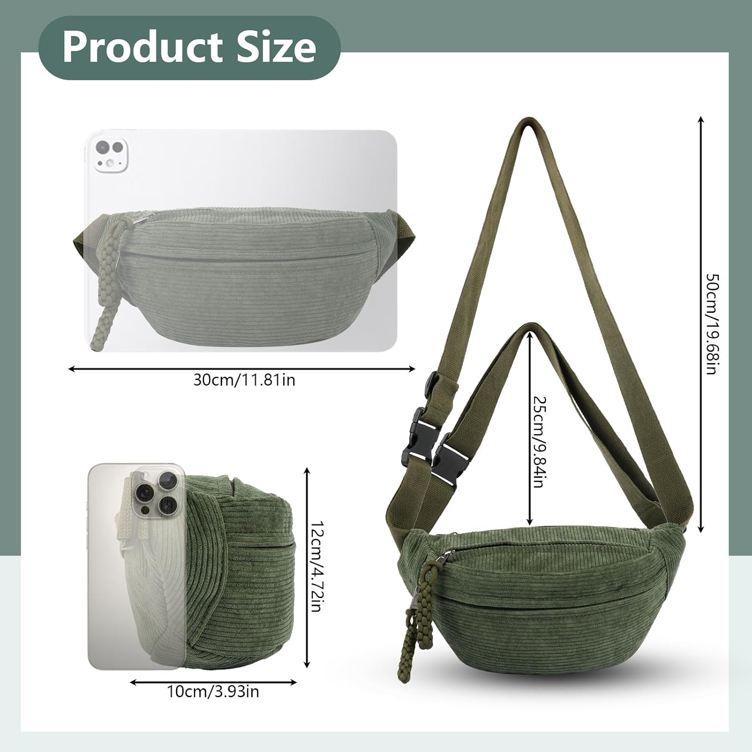Thumbnail 1 de Cord Bauchtasche Grün Crossbody