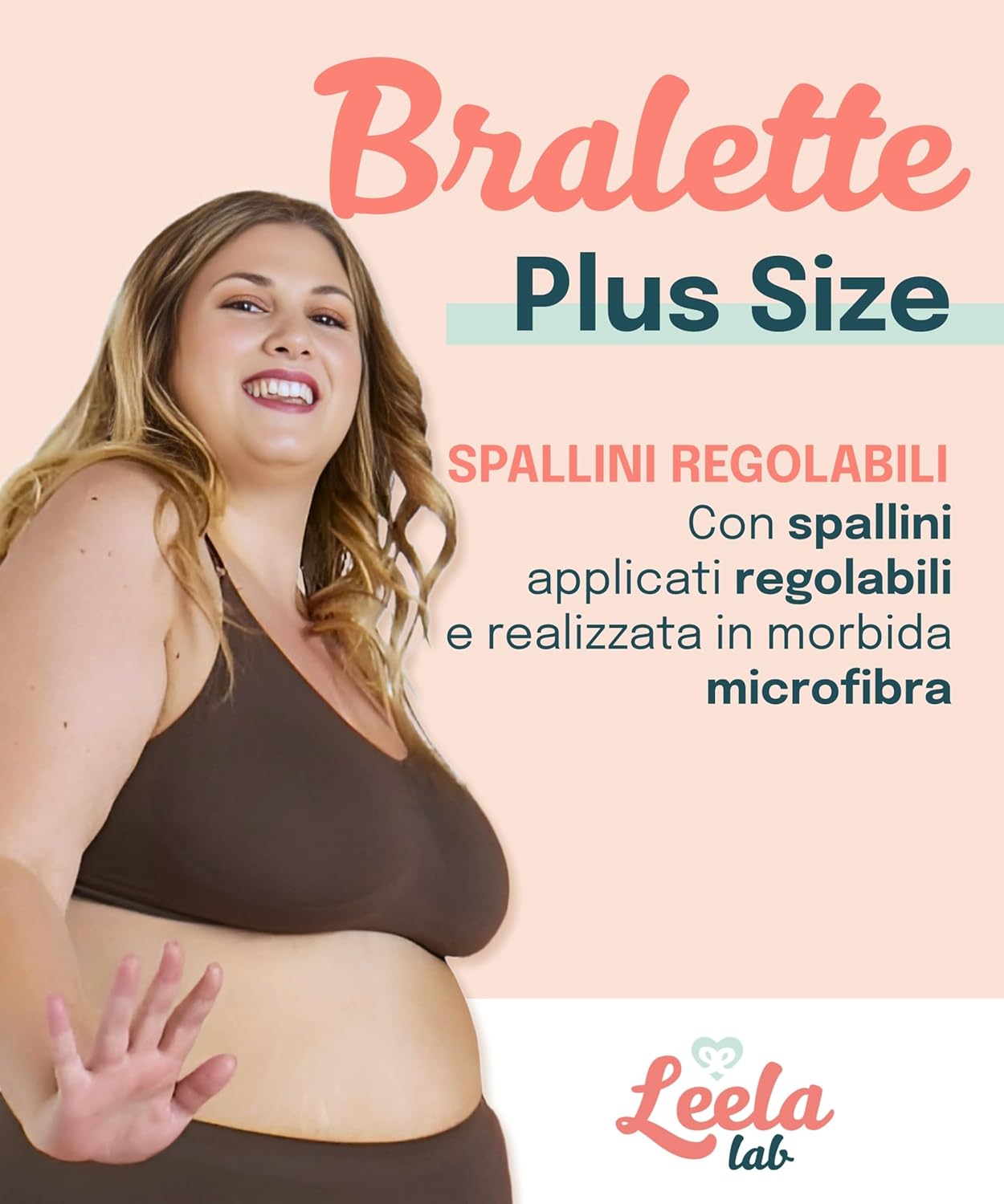 Detalle 2 de LEELA LAB Reggiseno Senza Ferretto Donna Taglie Forti: comfort Seamless e versatilità con spalline regolabili