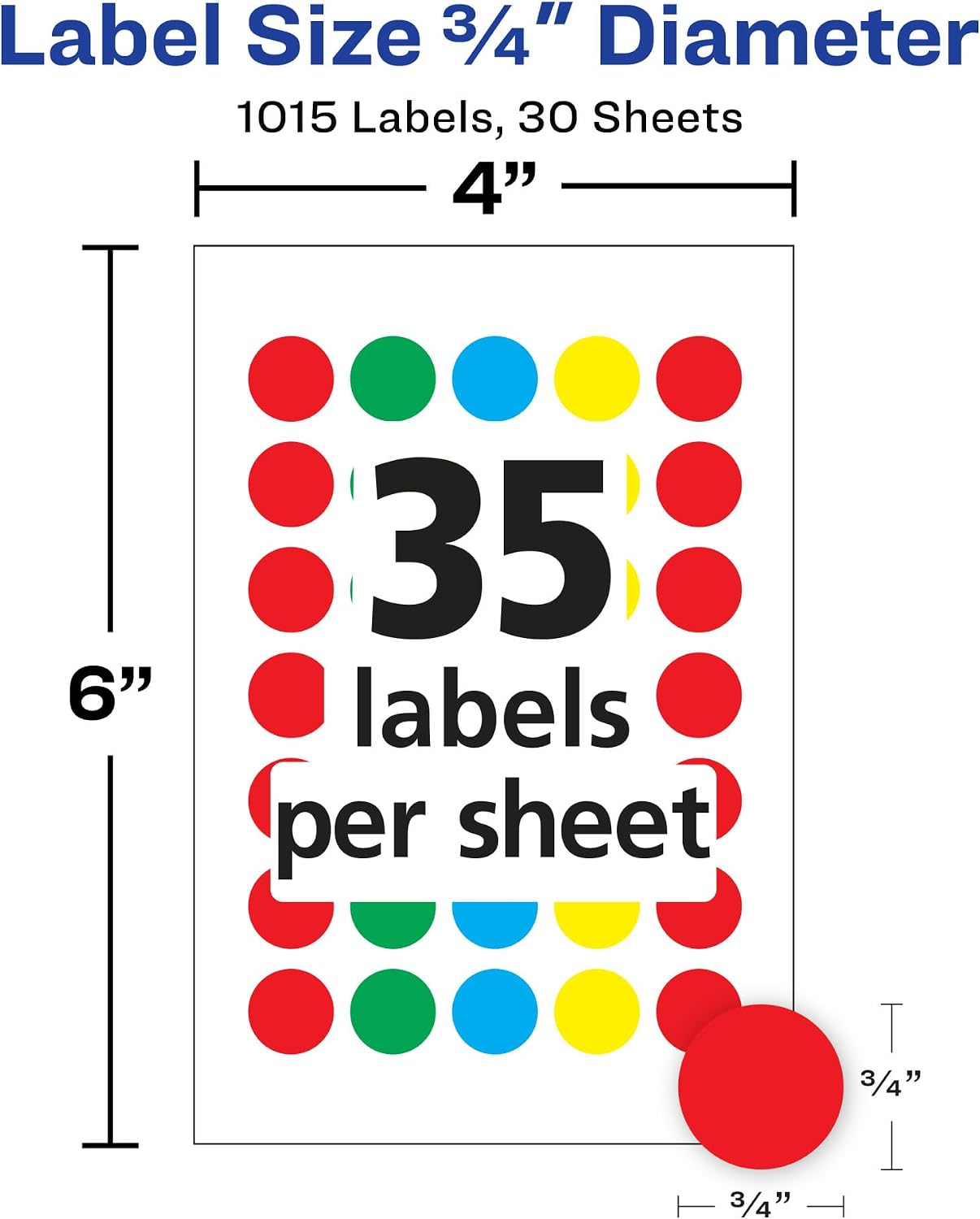 Detalle de Avery Removable Color-Coding Labels, 3/4-Inch