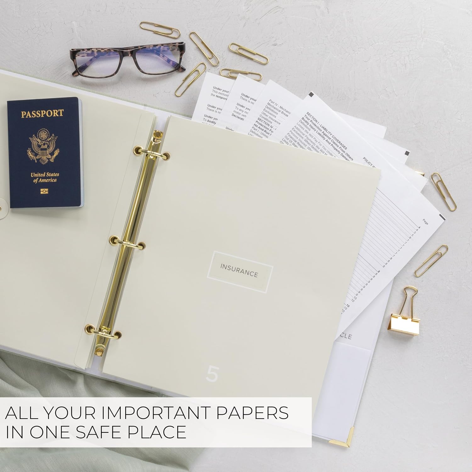 Detalle de ZICOTO zic-docorganizer-sag_24-017a Document Organizer Binder, Sage Linen, 8 Folders