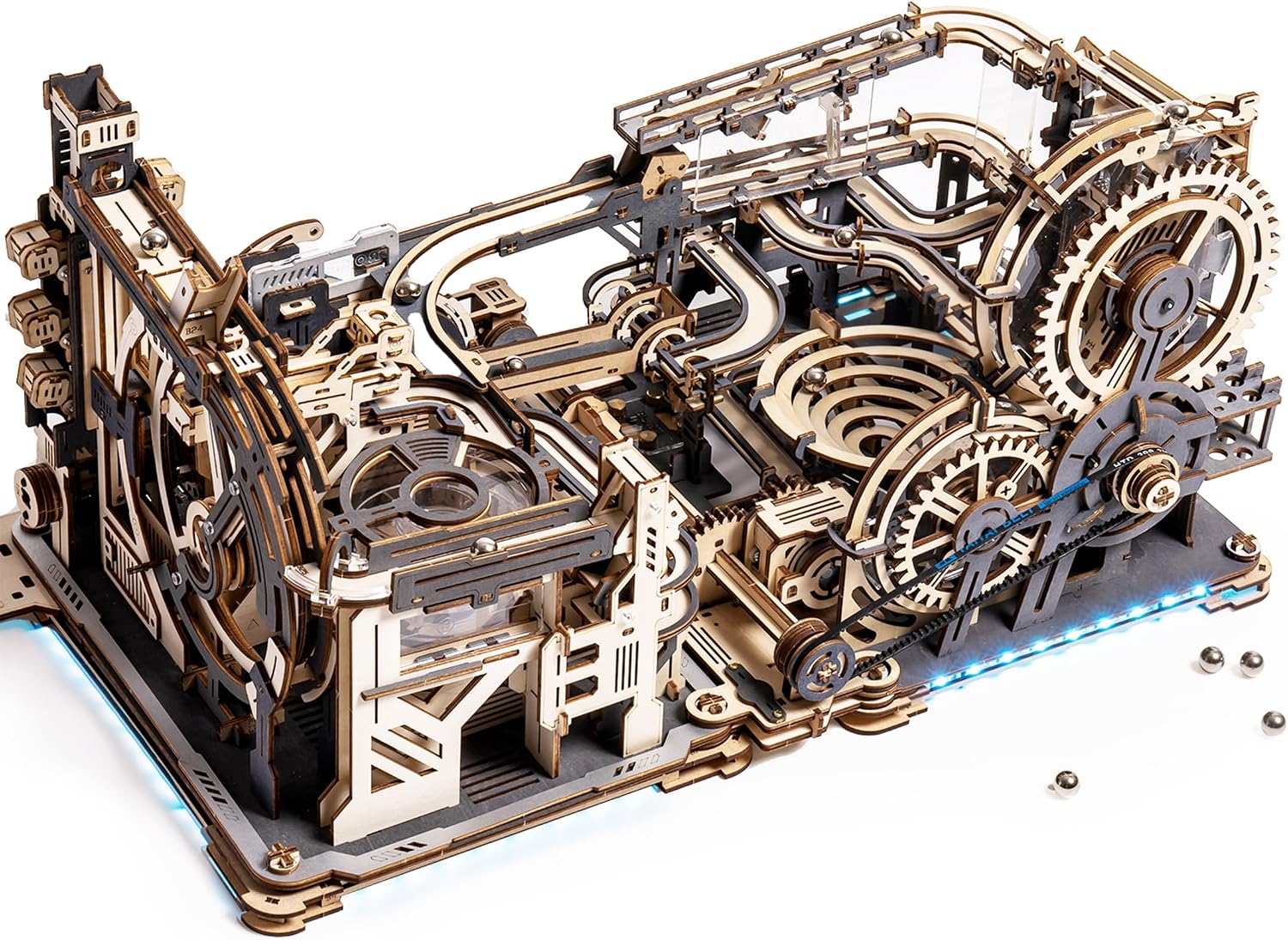 Detalle de ROBOTIME LGC01+LGA01+LG01 3-en-1 Circuits de Billes en bois LED – maquette puzzle 3D à construire (LGX02)