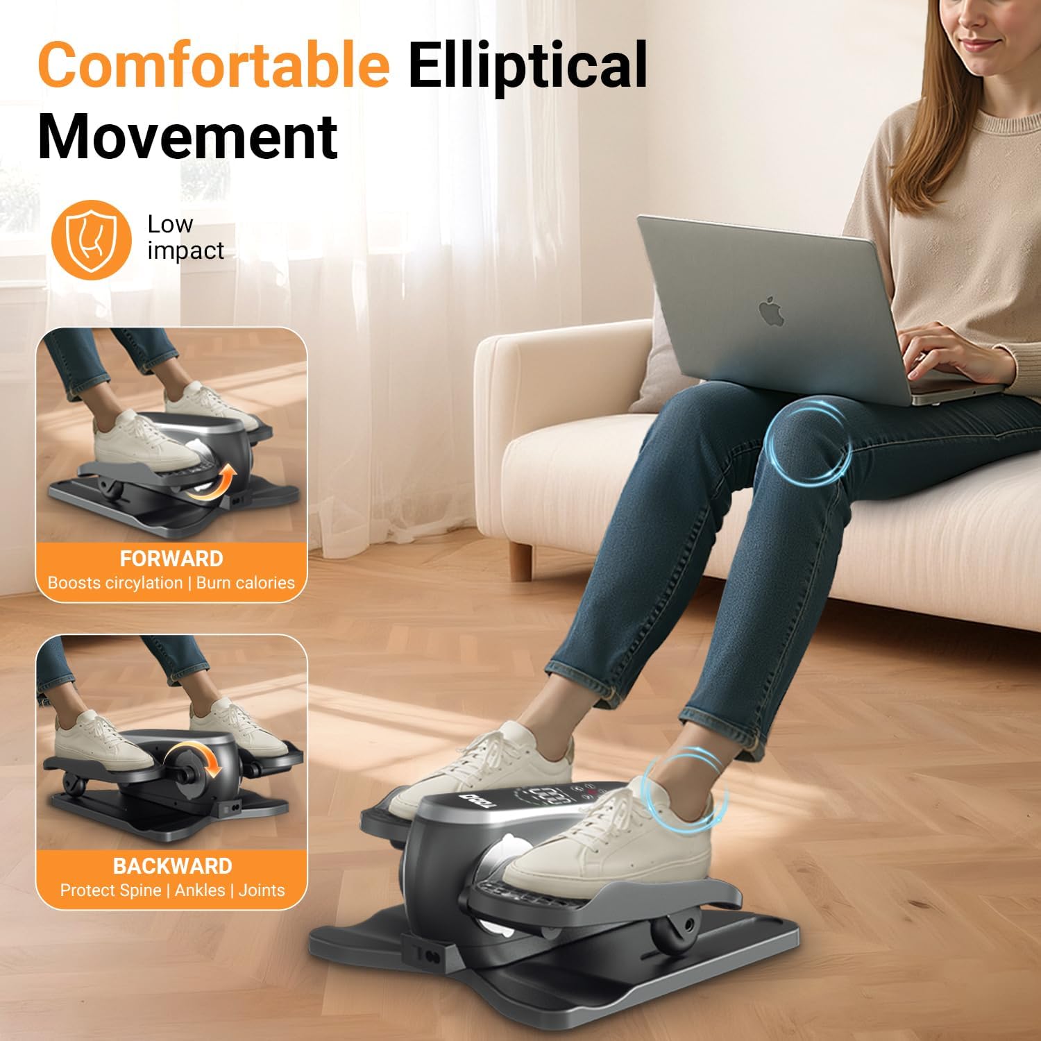 Detalle de TODO TUD-523 Under-Desk Elliptical with Remote, 12 Speeds and 12 Modes