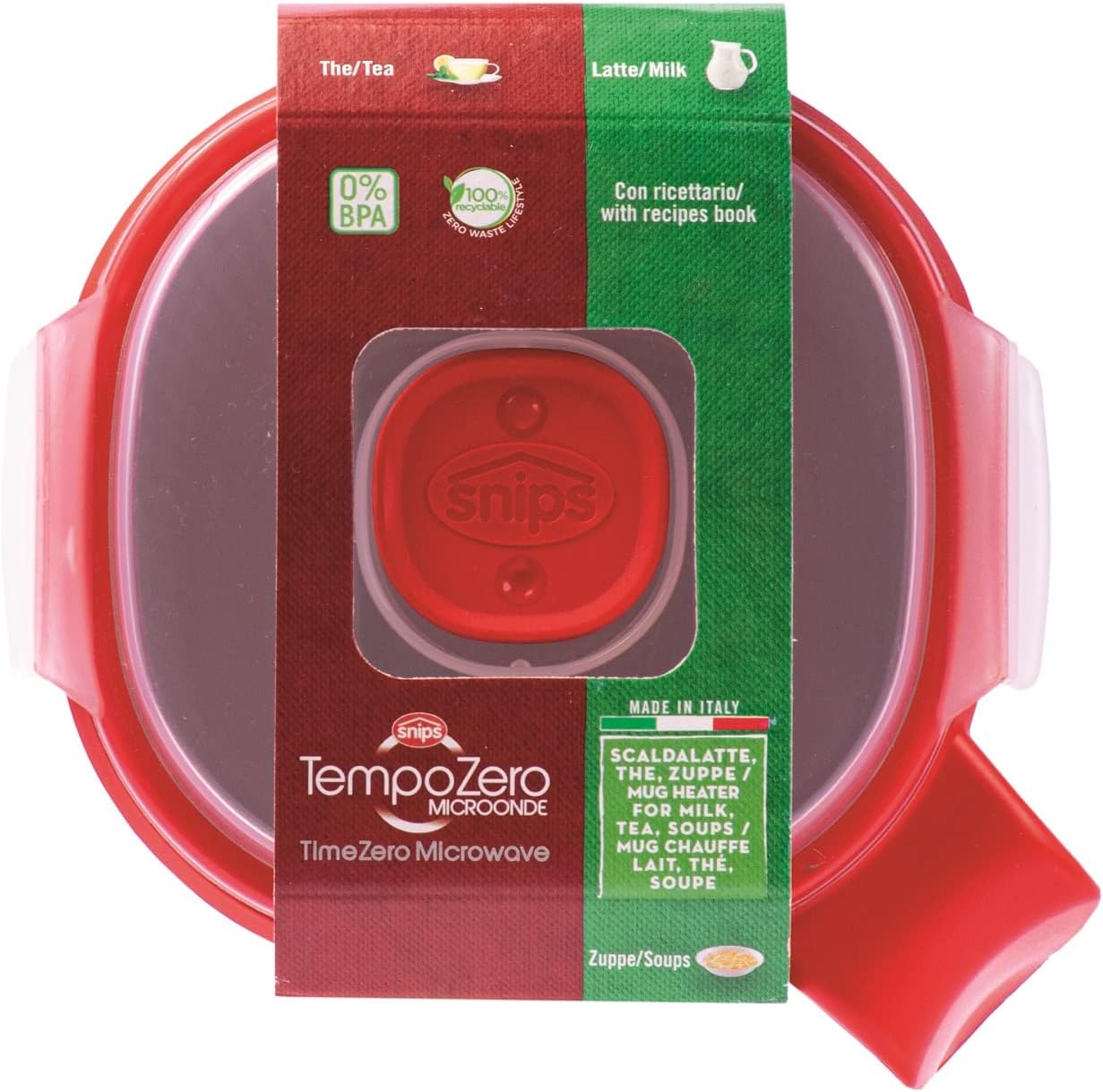 Detalle de Snips Taza Microondas 0.70LT ☕ Blanco y Rojo Italy