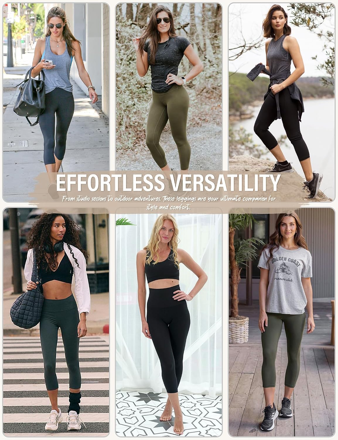Thumbnail 4 de USAUPUP High-Waisted Capri Leggings with Pockets, Stretch Fabric