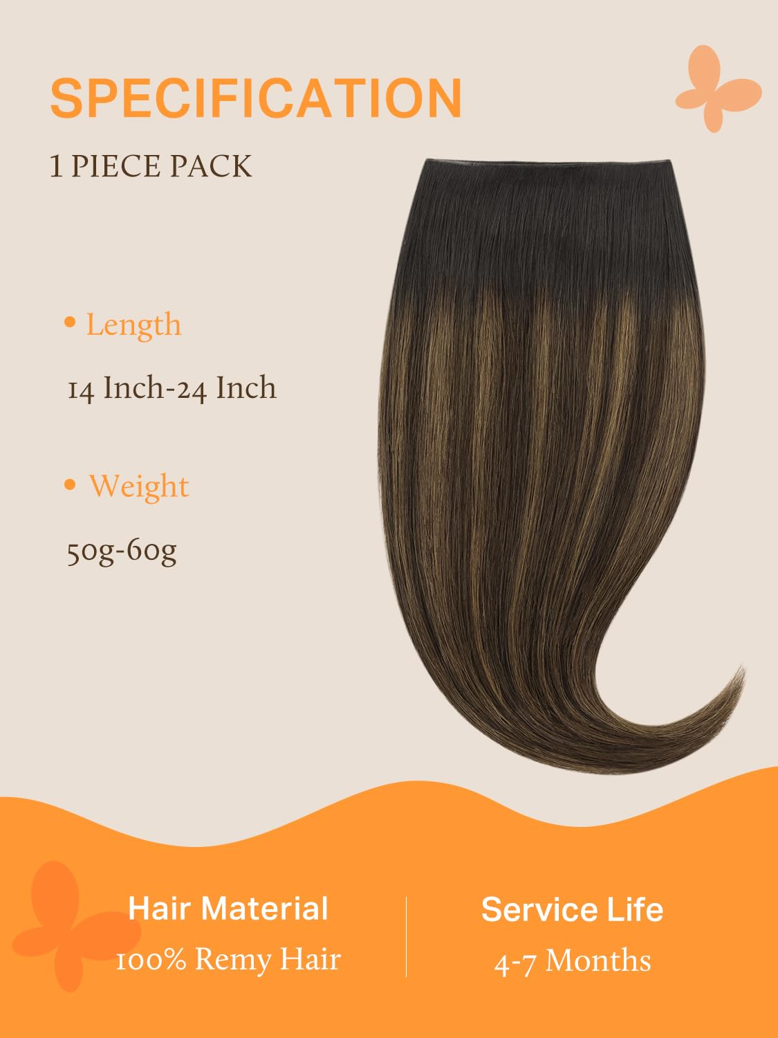 Detalle de DOORES Tape-in Weft Hair Extensions - Genius Seamless, Balayage Dark Brown to Chestnut Brown, 20 Inch, 60g