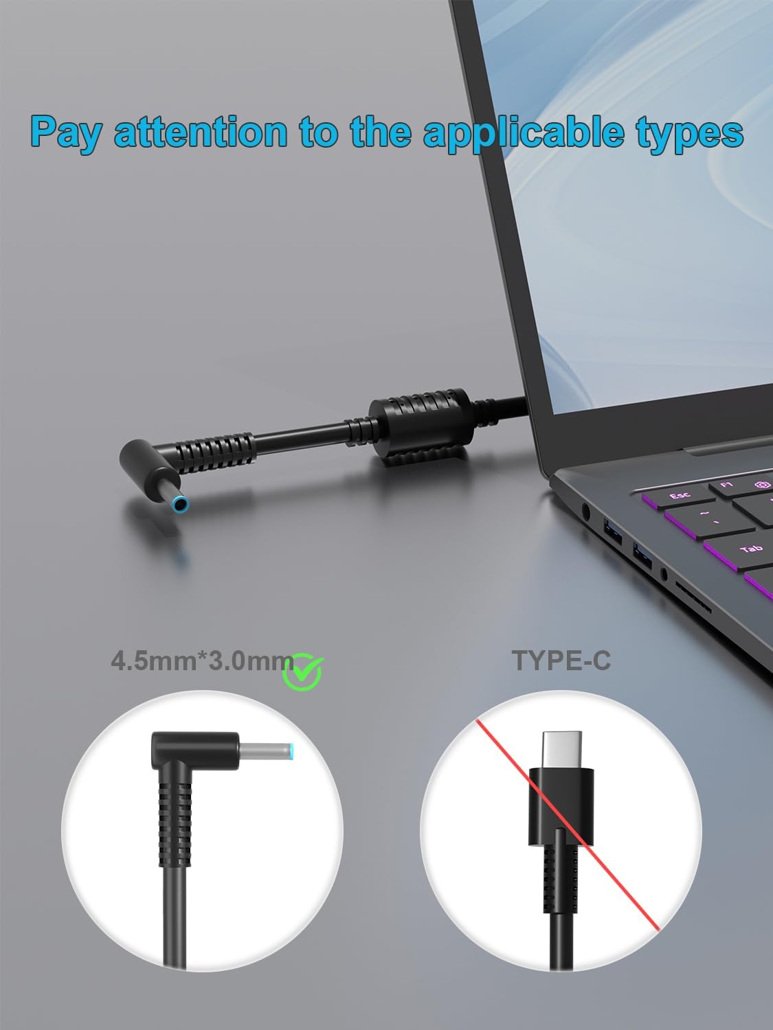 Thumbnail 1 de 65W AC charger for HP laptops