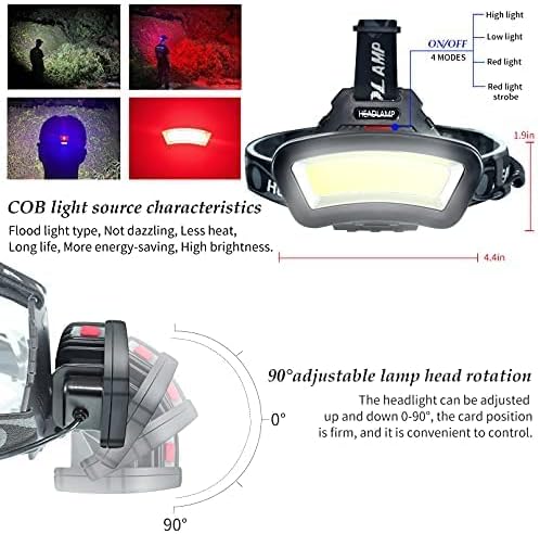 Detalle de DARKBEAM C01-DB COB-hoofdlamp, 2000 lumen, roodlicht en USB-oplaadbaar