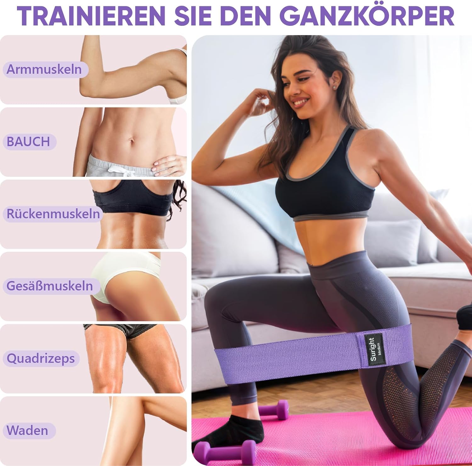 Thumbnail 4 de Suright Fitnessbänder Stricken 3er Set