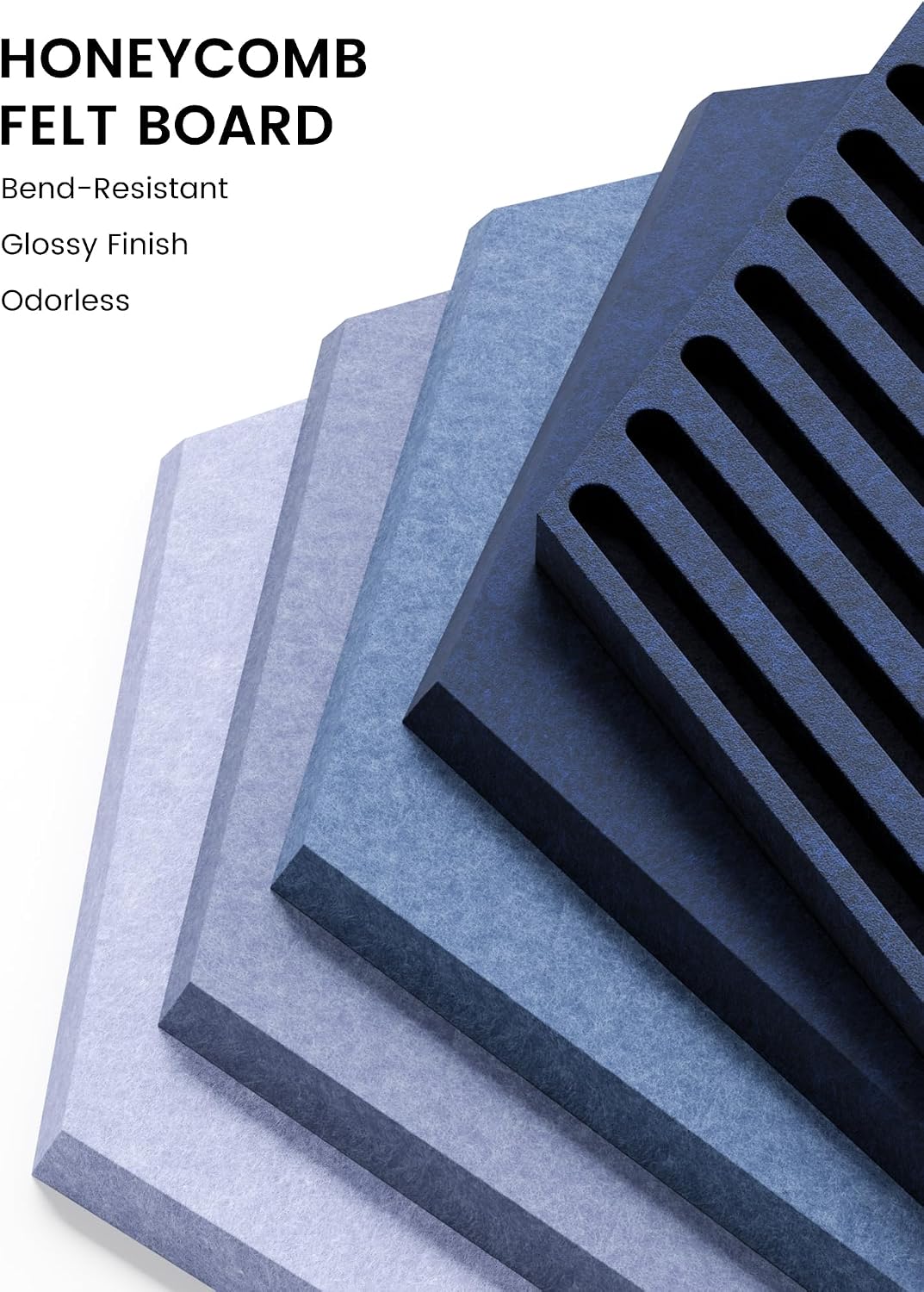 Detalle de Fluxynara 10-Pack Hexagon Felt Bulletin Boards, Denim Mist, 50 Adhesive Tabs