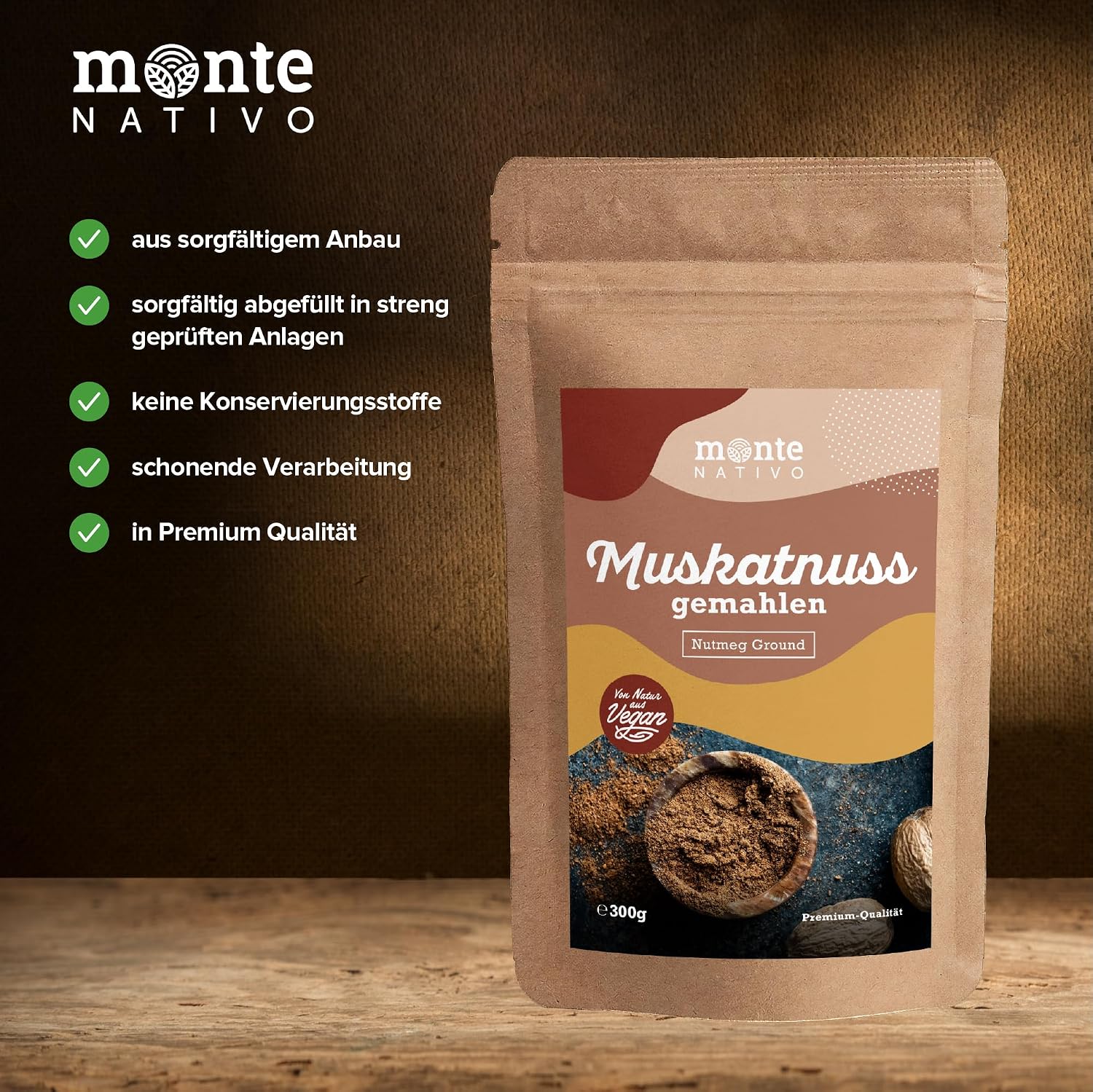 Detalle de Monte Nativo Muskatnuss gemahlen (300 g) – Intensives Aroma, fein gemahlen