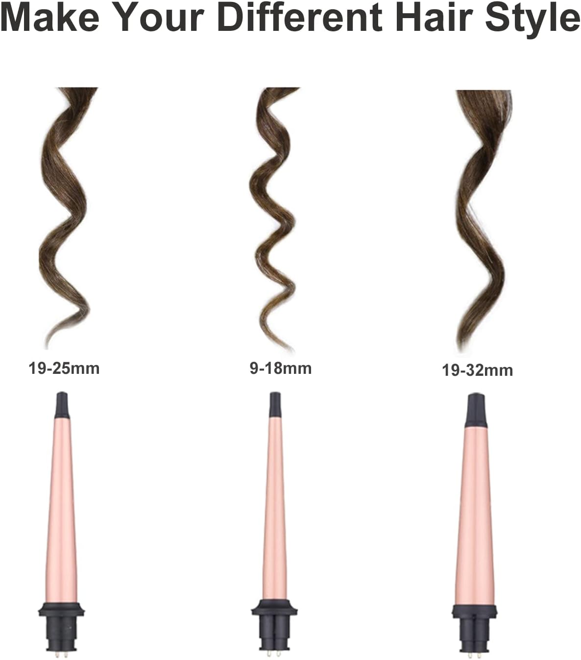Detalle de JAETON Conical Curling Wand Set 3-Barrel