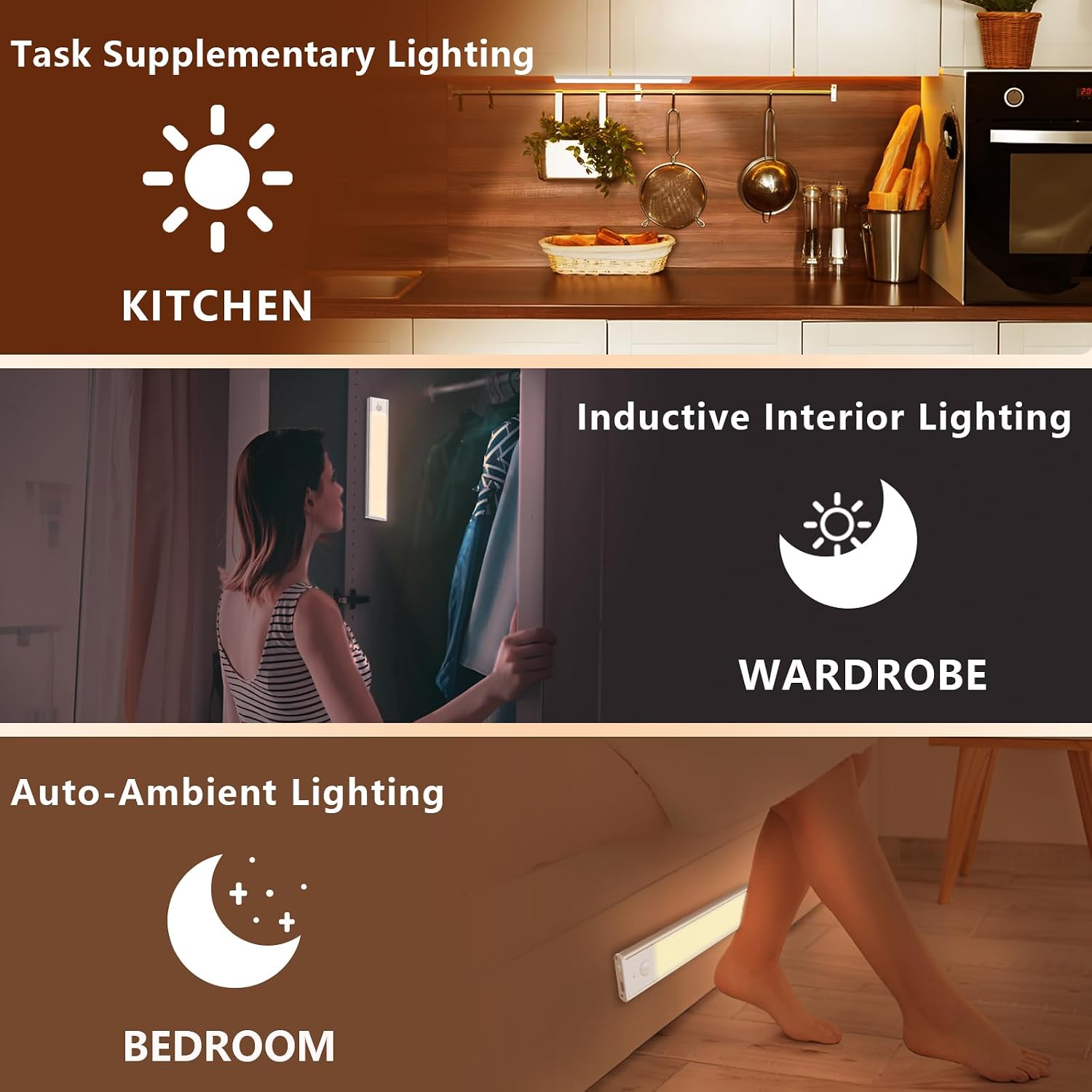 Detalle 2 de Bitrue BM250901A 2-Pack Rechargeable Under-Cabinet Lights with Motion Sensor