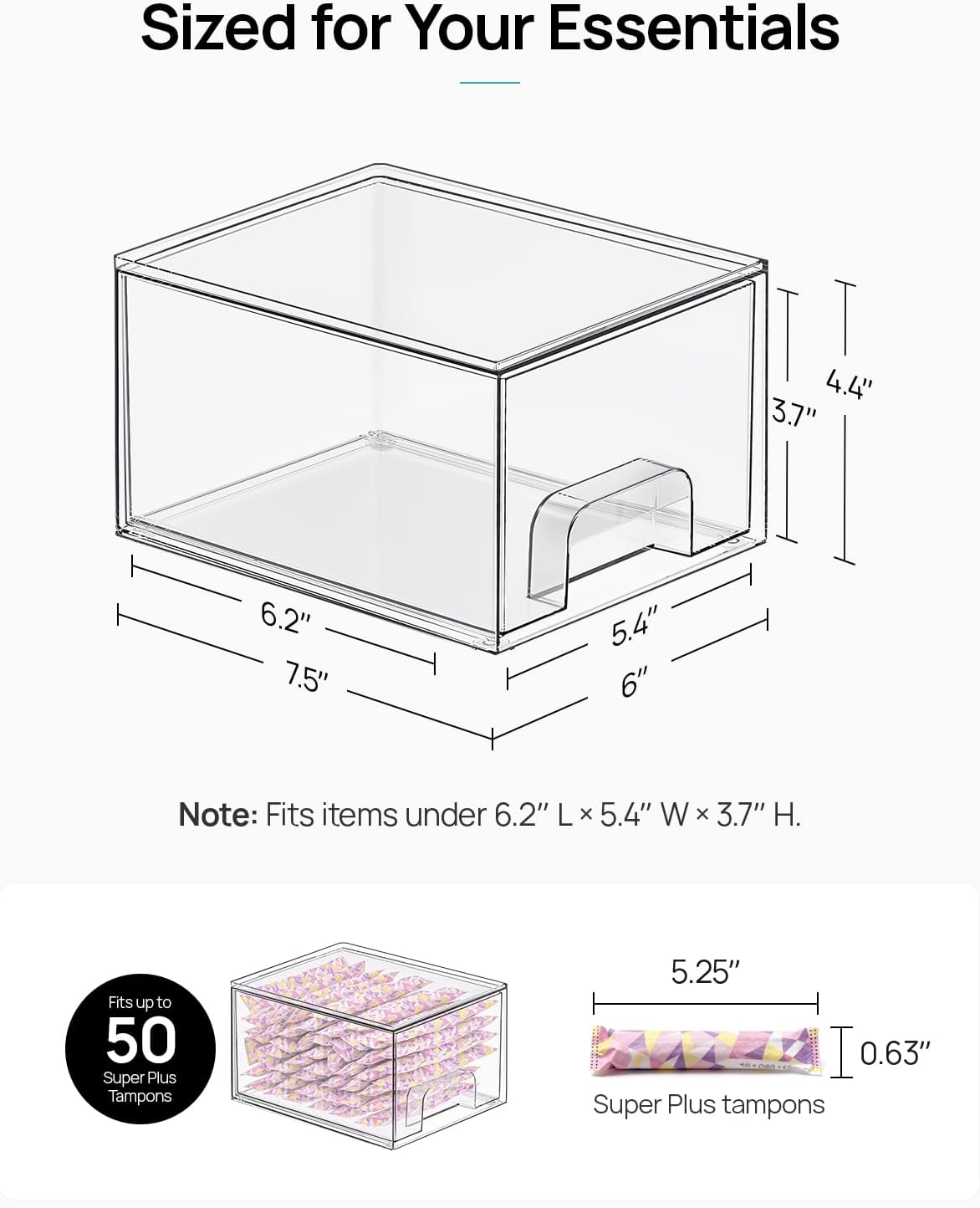 Thumbnail 1 de Vtopmart 2er-Set Kleine Schubladen Organizer – Transparente Bad-Organizer mit rutschfesten Unterlagen