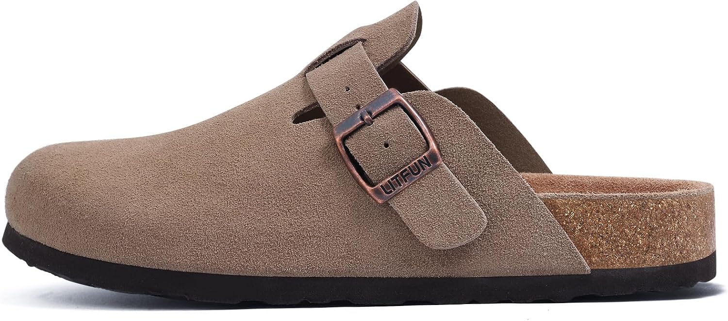 Detalle de Litfun Women's Genuine Suede Clogs with Arch Support