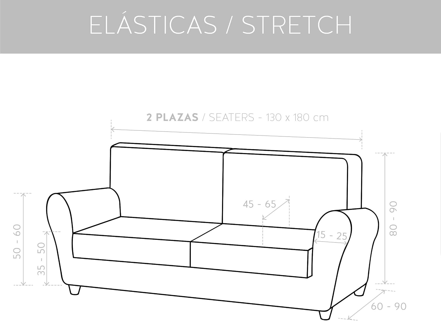 Thumbnail 6 de Funda Elástica TEIDE para Sofá 2 Plazas, Marrón 🛋
