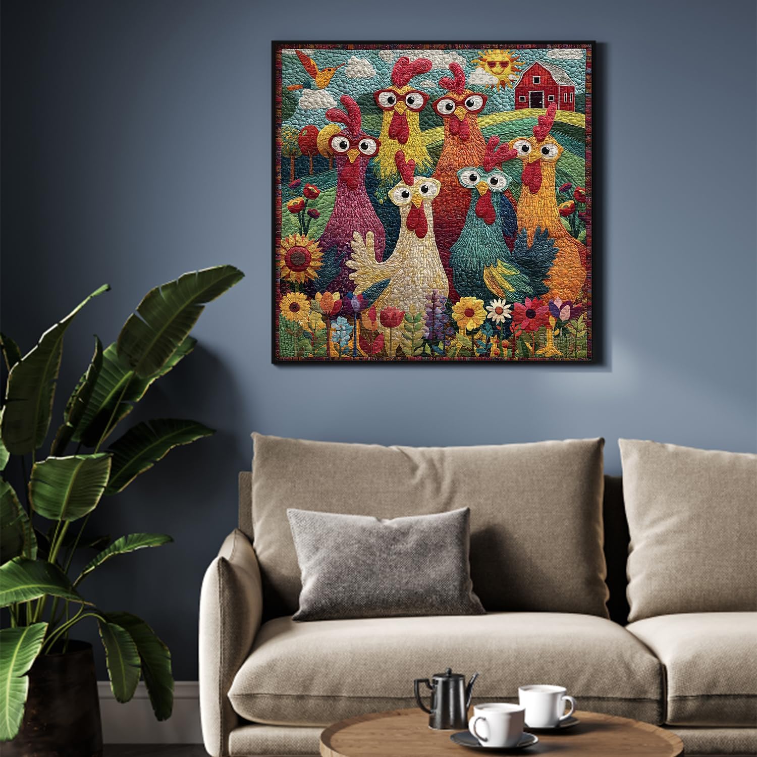 Detalle de PICKFORU Chicken Puzzles for Adults 1000 Piece: Funny Chicken Jigsaw Puzzle with Rooster-Themed Garden Scene