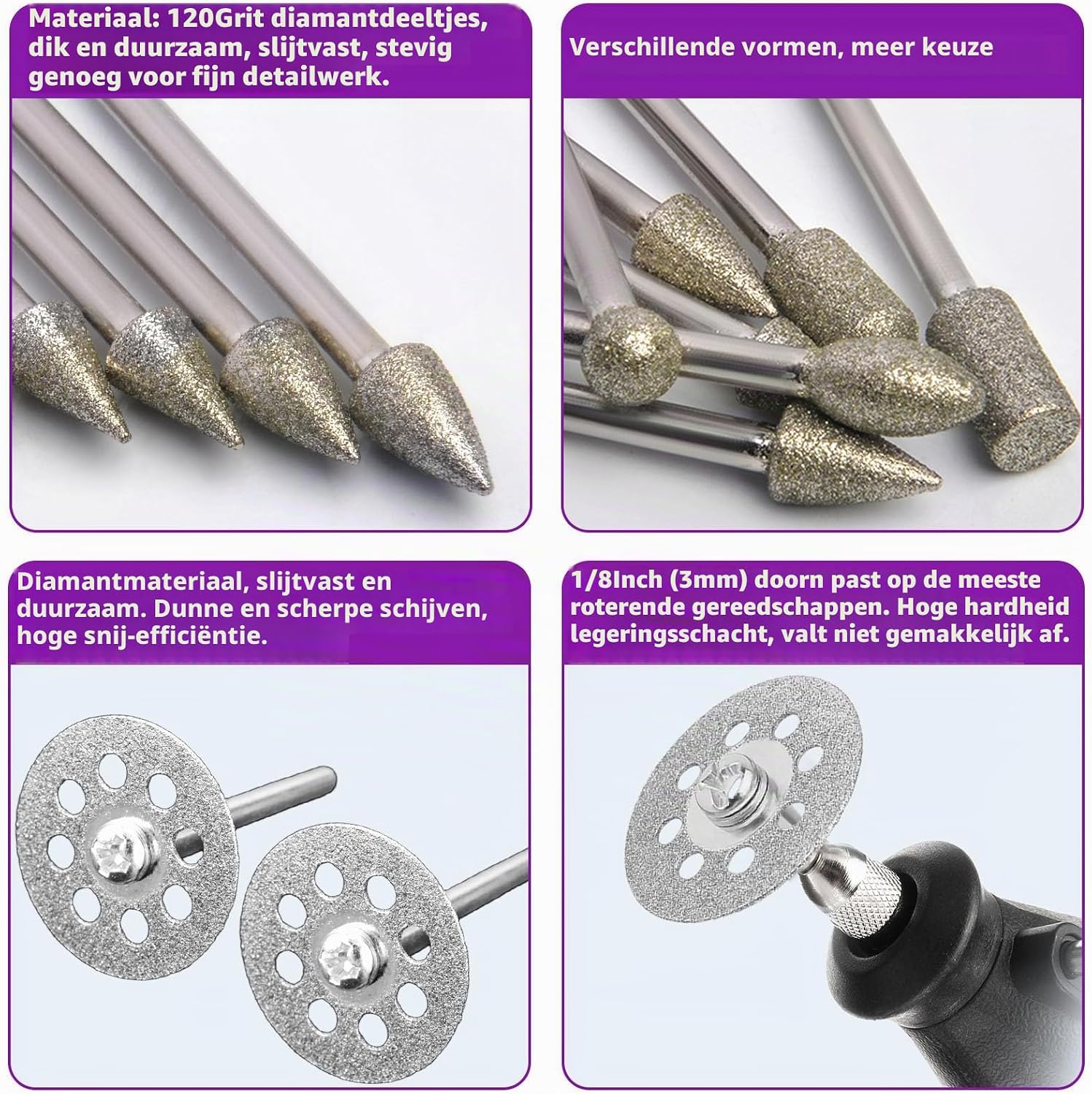 Thumbnail 1 de YURINWOO 20PCS Diamond Bit 120 grit-Cutting Disc diamantfreesset, 3 mm schacht