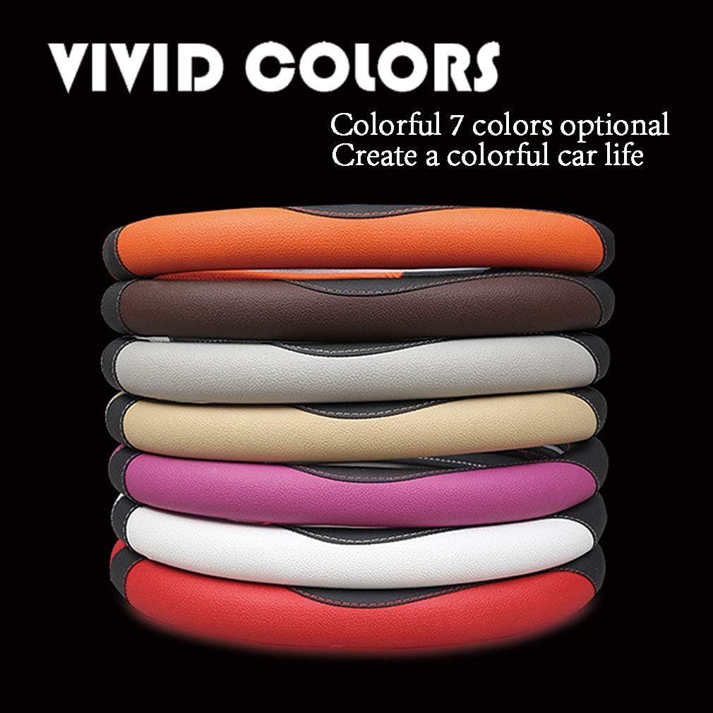 Detalle de coofig Leather Car Steering Wheel Cover 37-38cm (15 inch) Universal, Breathable Anti-Slip Nappa PU Leather
