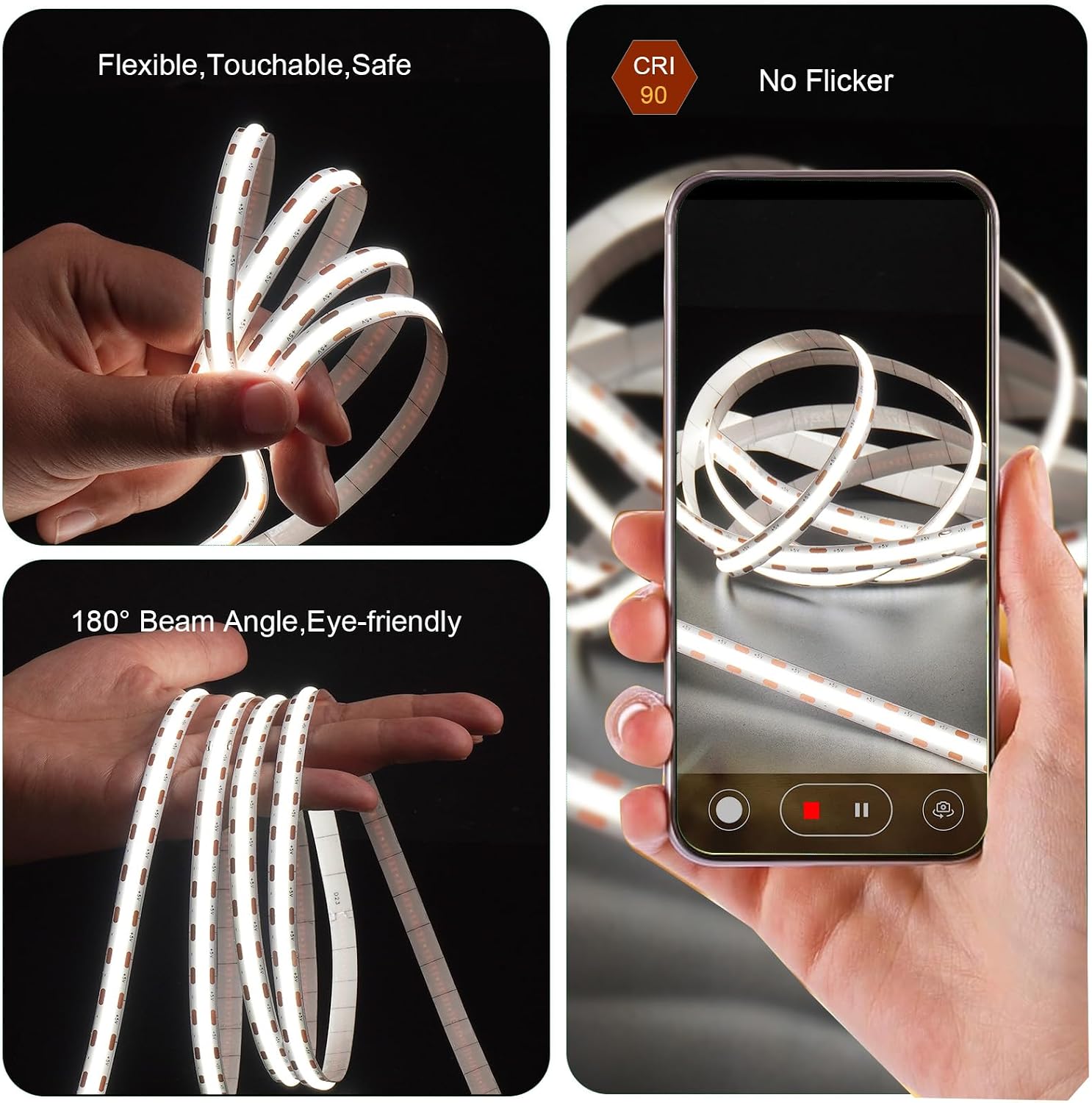 Thumbnail 2 de Fosingut 8mm COB LED Strip Light – dimbar LED-remsa, 2 m, 6500 K