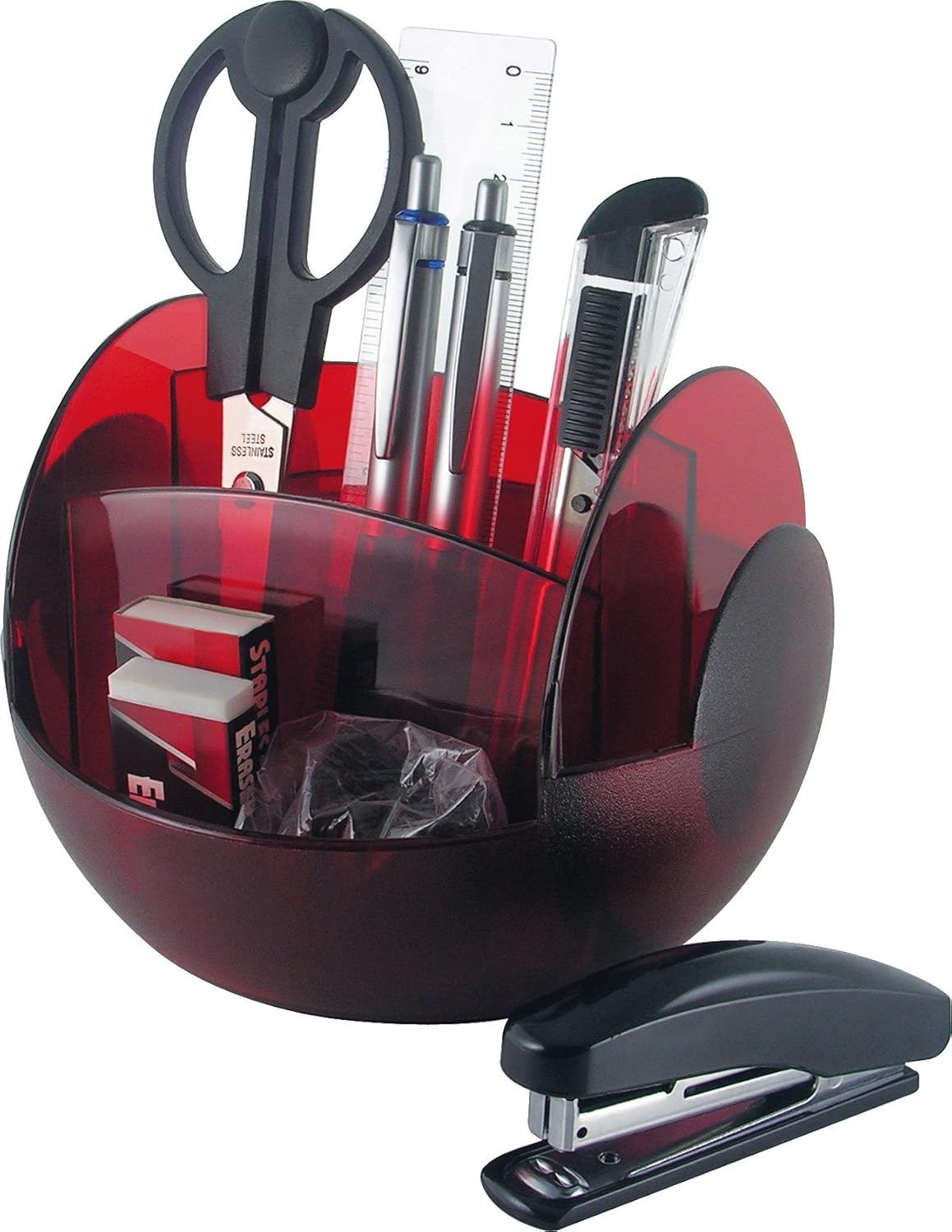 Detalle de Pavo Set da Scrivania con Portaoggetti Rotante e 9 Accessori, Nero