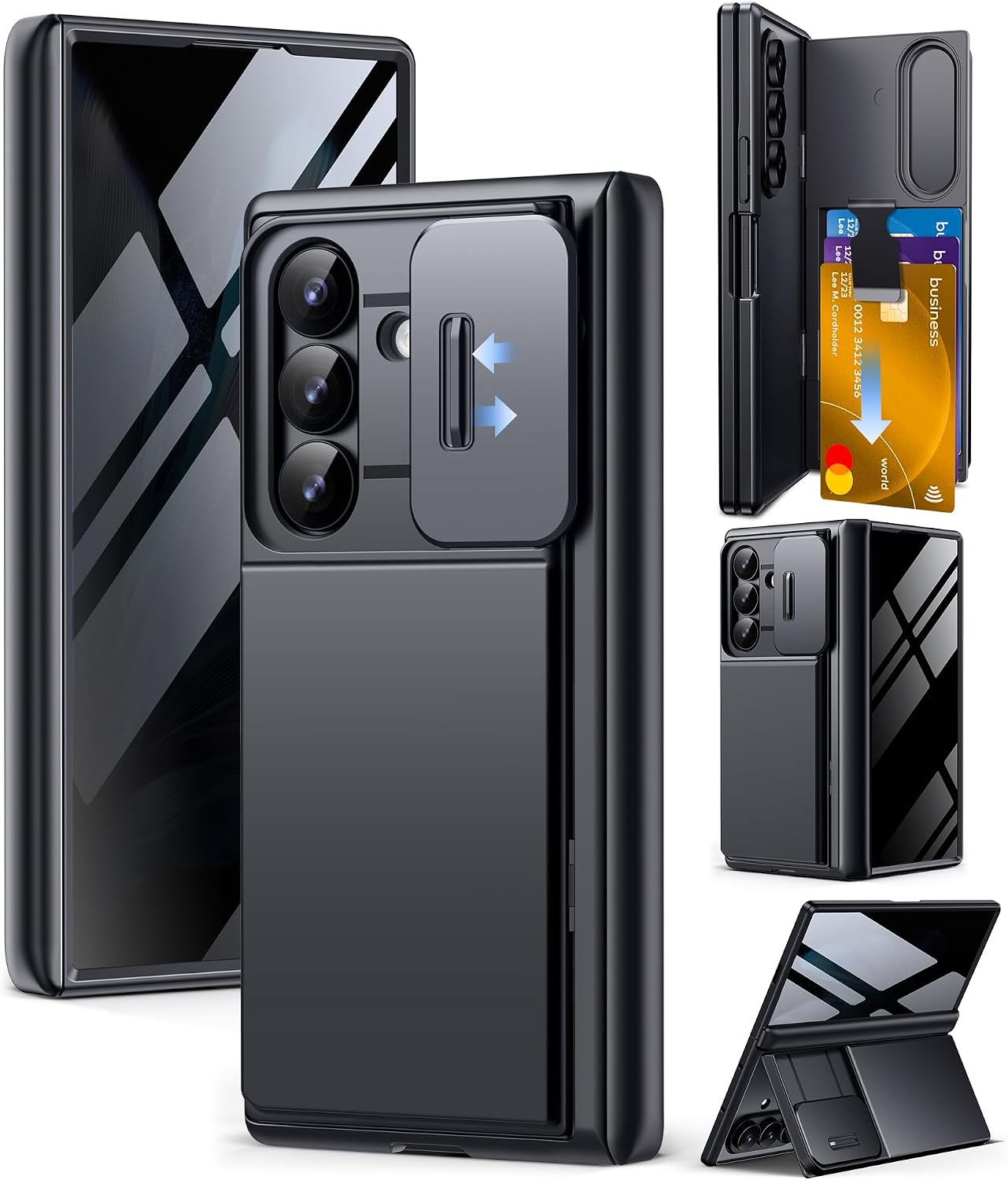 Detalle de TONGATE TON-ZFold8WalletBigStand-Black Case for Galaxy Z Fold 8 Ultra, Card Slot & Stand
