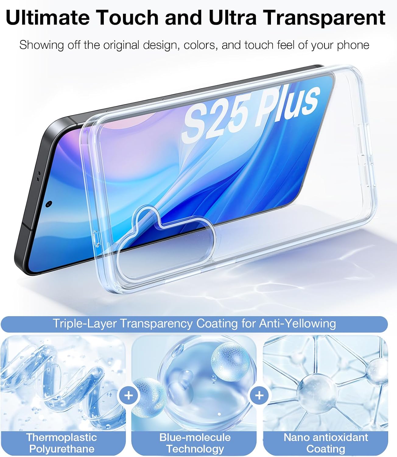 Detalle de TORRAS Guardian Series Clear Case for Galaxy S25 Plus, Slim Fit, 12-Foot Protection