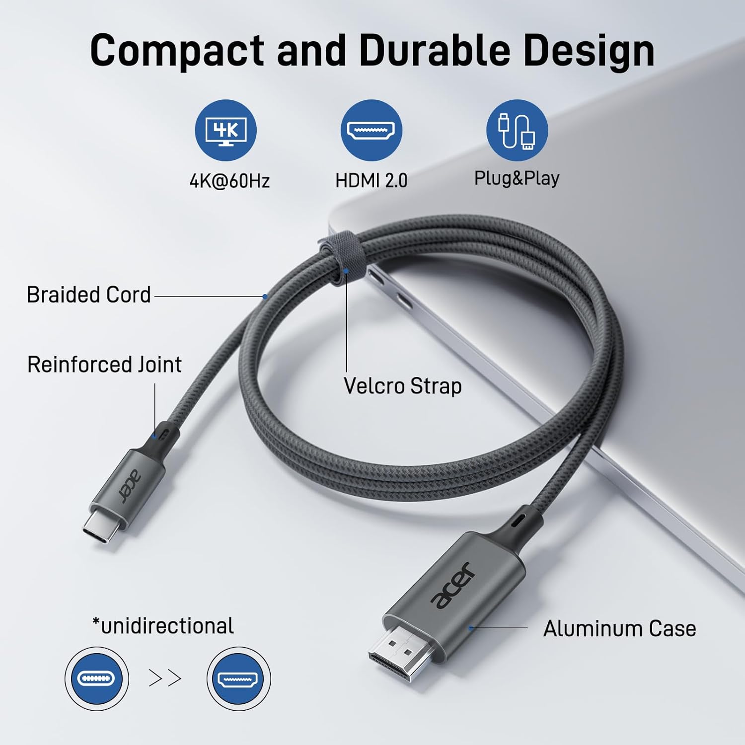 Thumbnail 4 de Acer USB C to HDMI Cable 2m 4K@60Hz