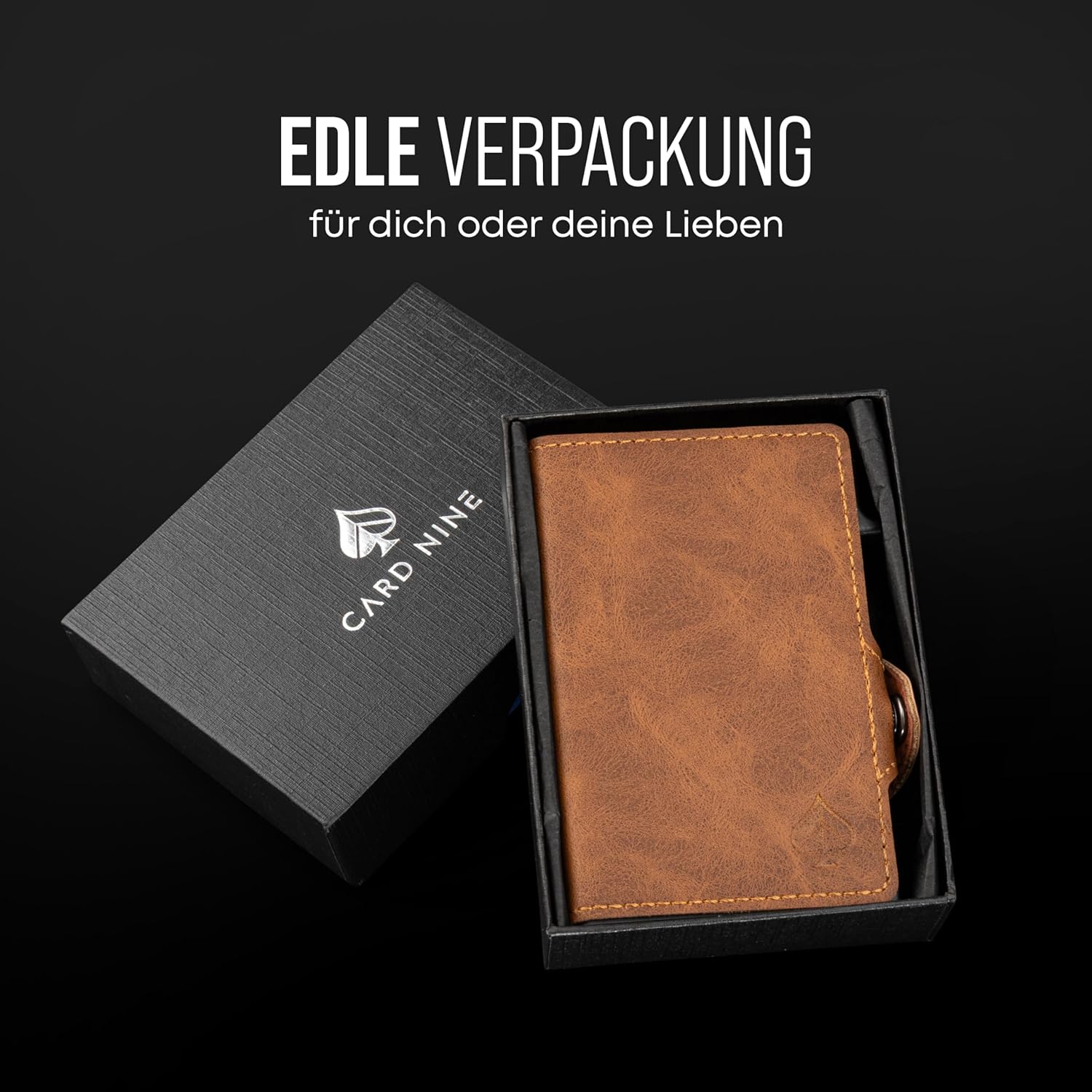 Thumbnail 6 de CARD Nine! Clip Wallet mit RFID-Schutz – Slim Wallet mit Geldklammer (Hellbraun, Münzfach)