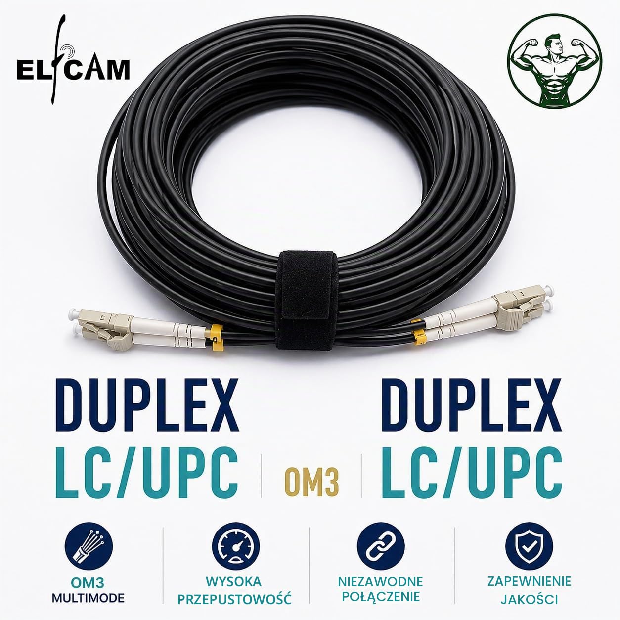 Detalle 1 de Elfcam® kabel światłowodowy LC/UPC–LC/UPC OM3 100 m, duplex, opancerzony LSZH