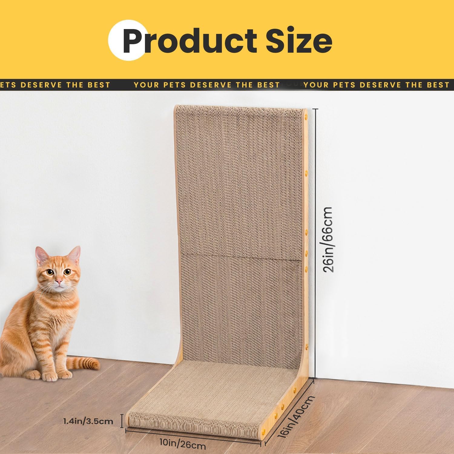 Thumbnail 1 de Conlun Cardboard Cat Scratcher, 66 cm L Shape – 2-Pack
