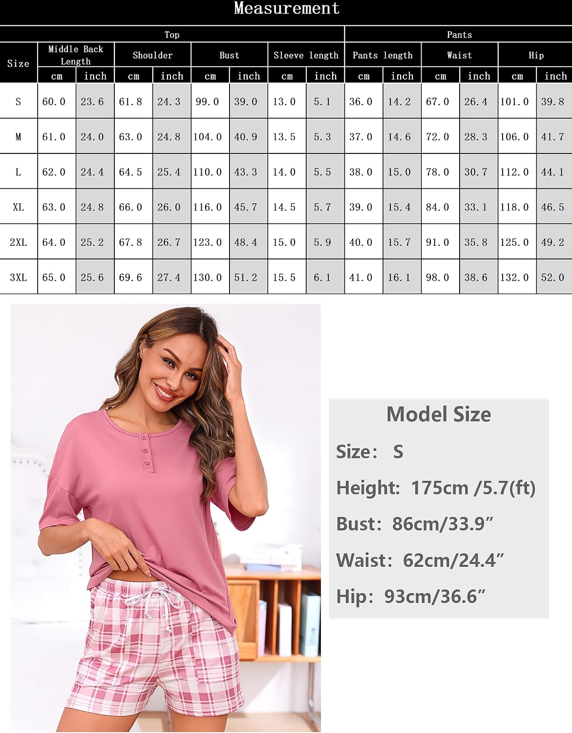 Thumbnail 5 de Bresdk Pyjama Femme Été Court Haut Manches