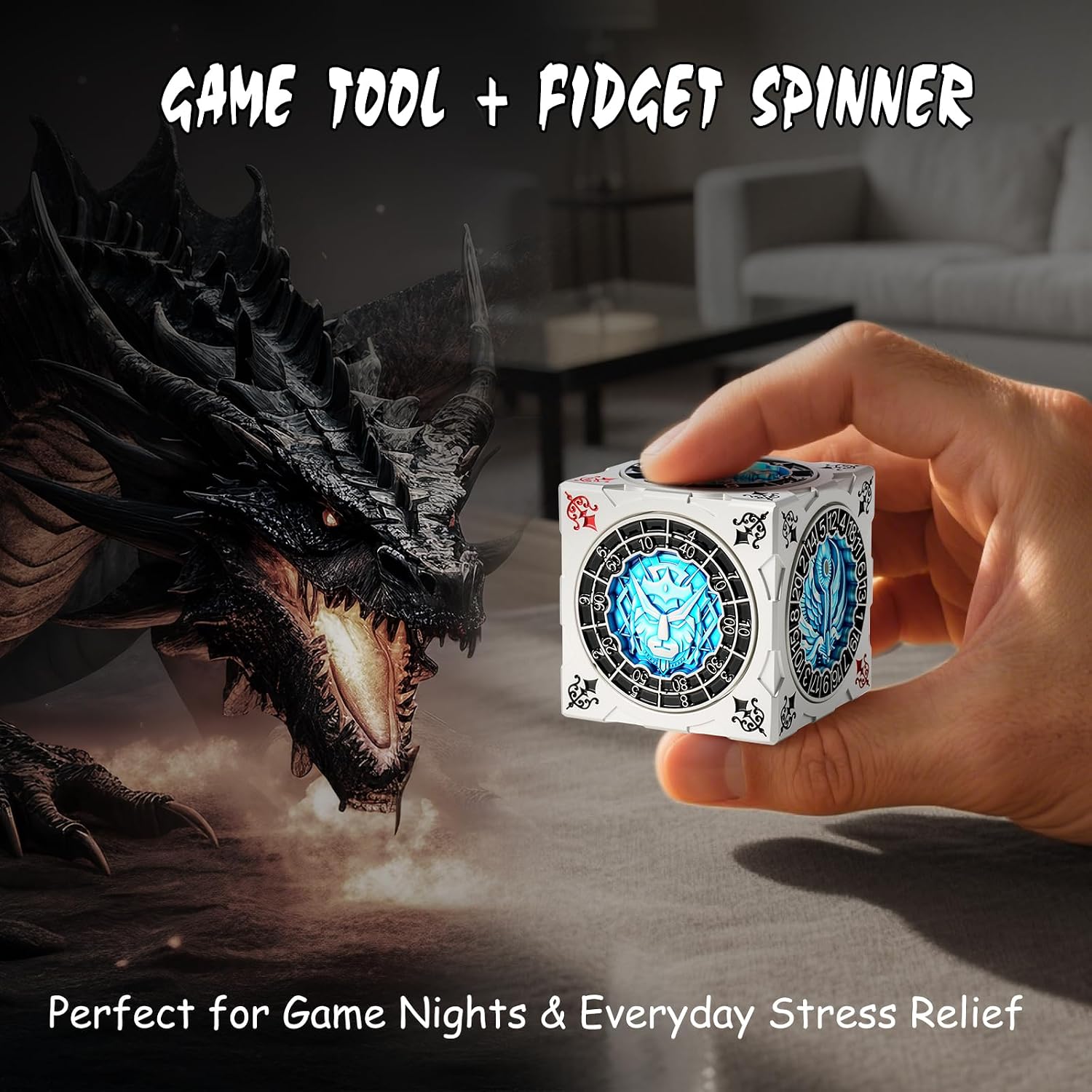 Thumbnail 4 de DNDND 7-in-1 Spinner Dice Cube with Gift Box: Goristro & Couatl Themed D&D Collector's Set