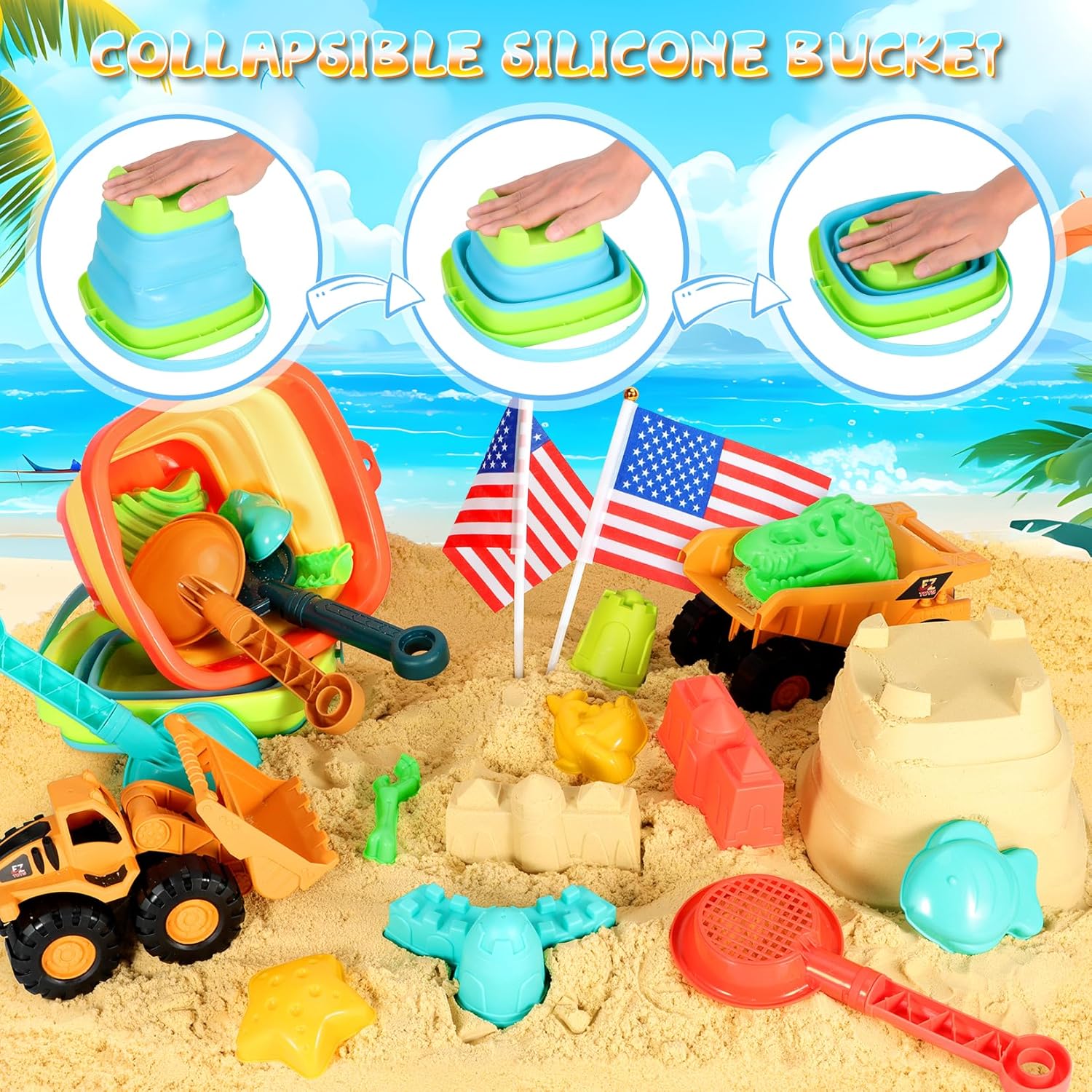 Thumbnail 2 de HUITEM Beach Sand Toys Set – 29-Piece Sandbox Kit for Creative Summer Fun