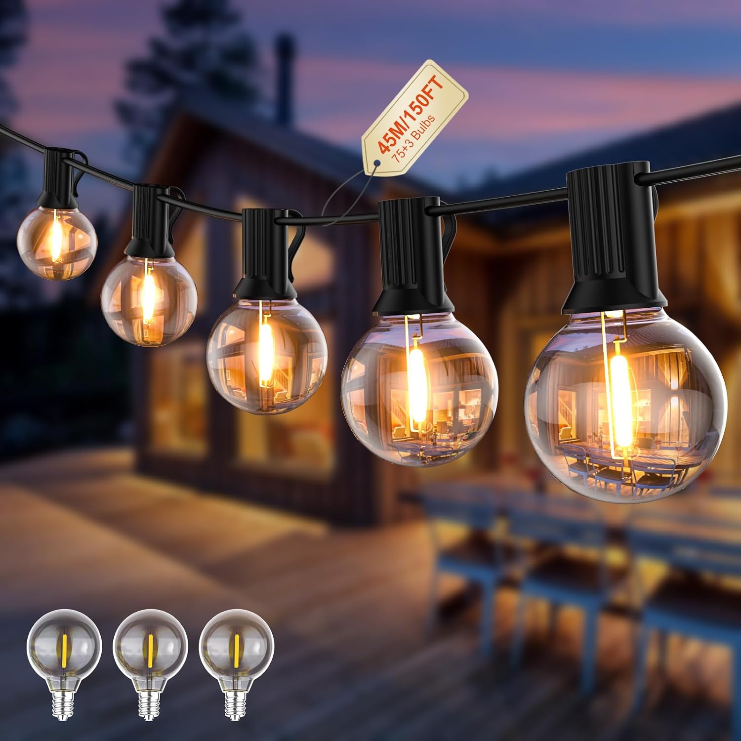 Detalle de Pogestrand Luci Da Esterno G40 15M Festoon LED 24V con 25 Lampadine Infrangibili IP45