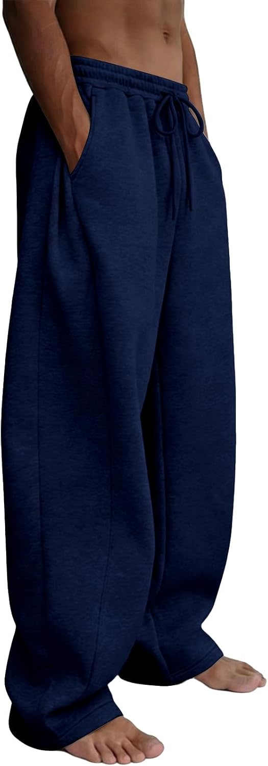 Detalle 2 de Men's Wide-Leg Fleece Sweatpants, 65% Polyester