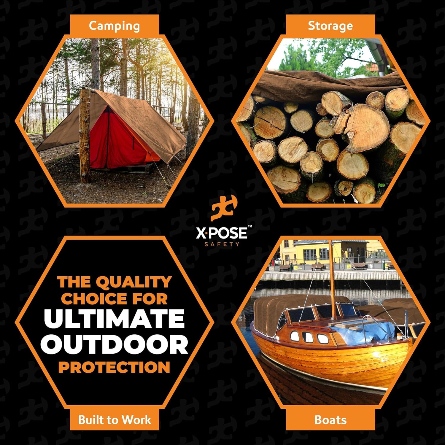Thumbnail 1 de Multipurpose Protective Cover Brown Poly Tarp 30' x 60' by Xpose Safety
