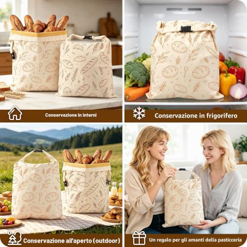 Detalle 2 de FIVAVA, set da 2 sacchetti per il pane in cera d’api, 43 × 33 cm