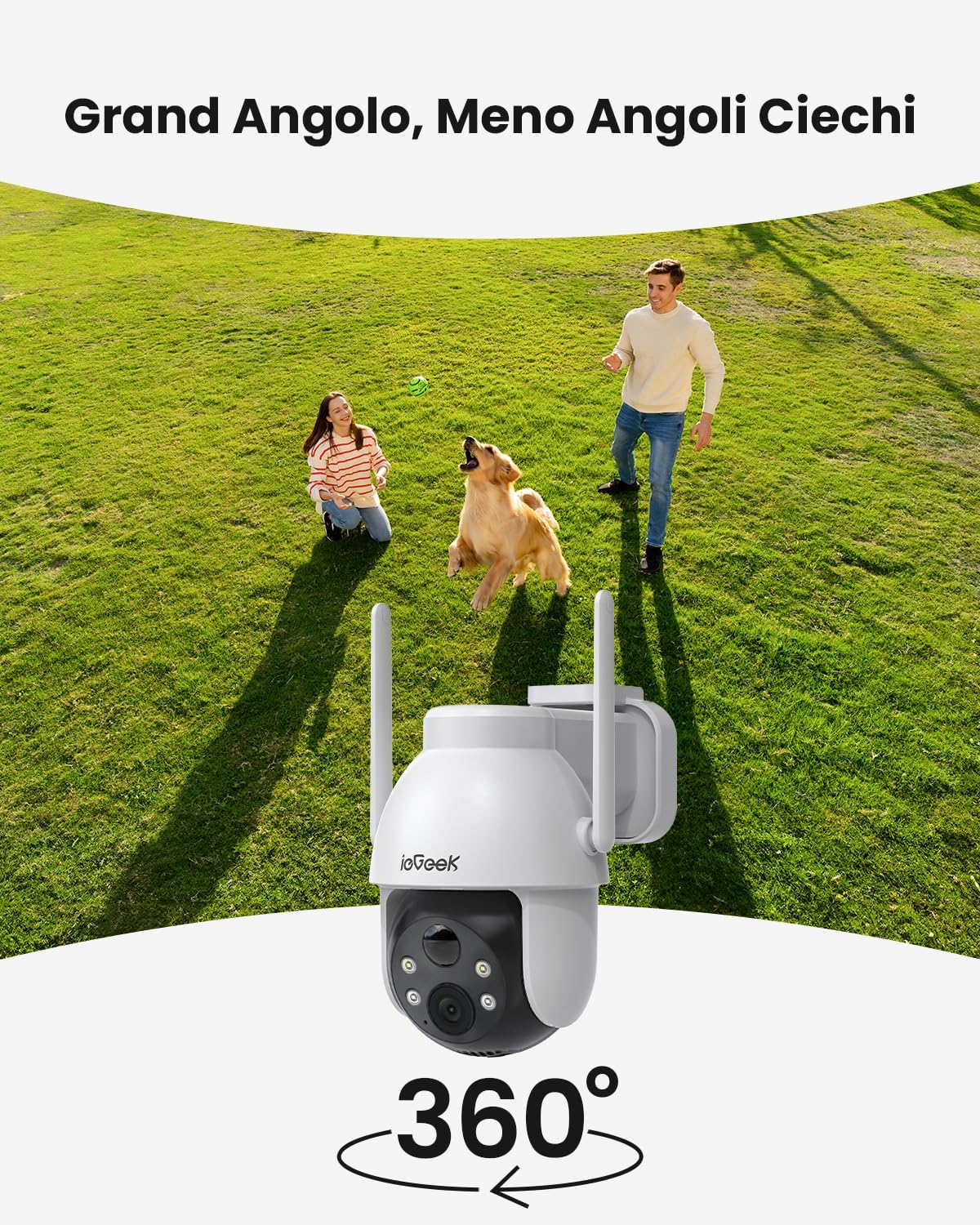 Detalle de ieGeek 2K Telecamera Wi‑Fi esterno 360°