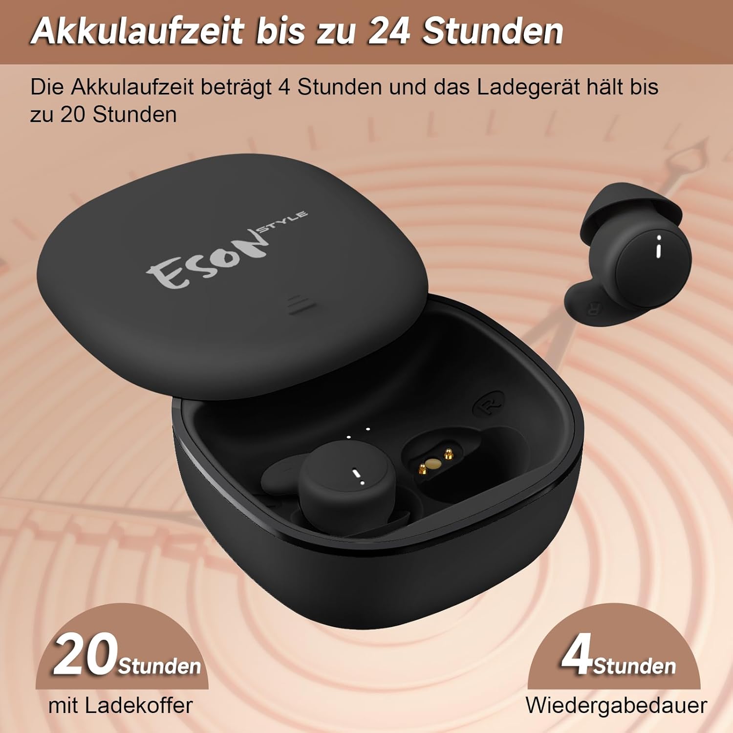 Detalle de esonstyle Schlafkopfhörer – Unsichtbare Mini-Ohrenhörer zum Schlafen mit Bluetooth 6.0 (IPX6, Kabellos, Seitenschläfer-Design)