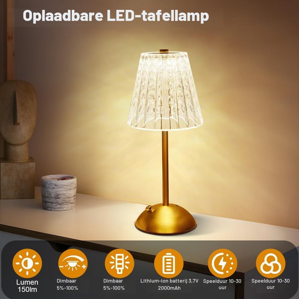 Thumbnail 4 de vsshe U10de-QCXXSWQG250301 draadloze tafellamp met touchbediening en 3 lichtkleuren