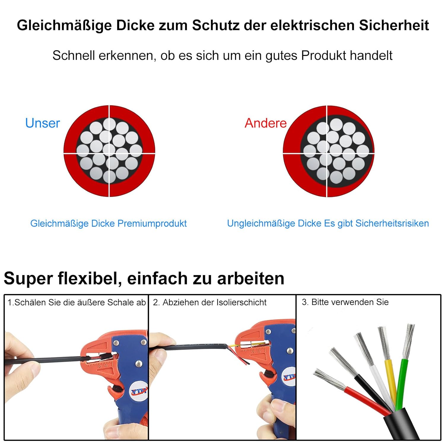 Thumbnail 4 de 30 Meter Kabel 16AWG 5x1,5mm² Elektrischer Kabel