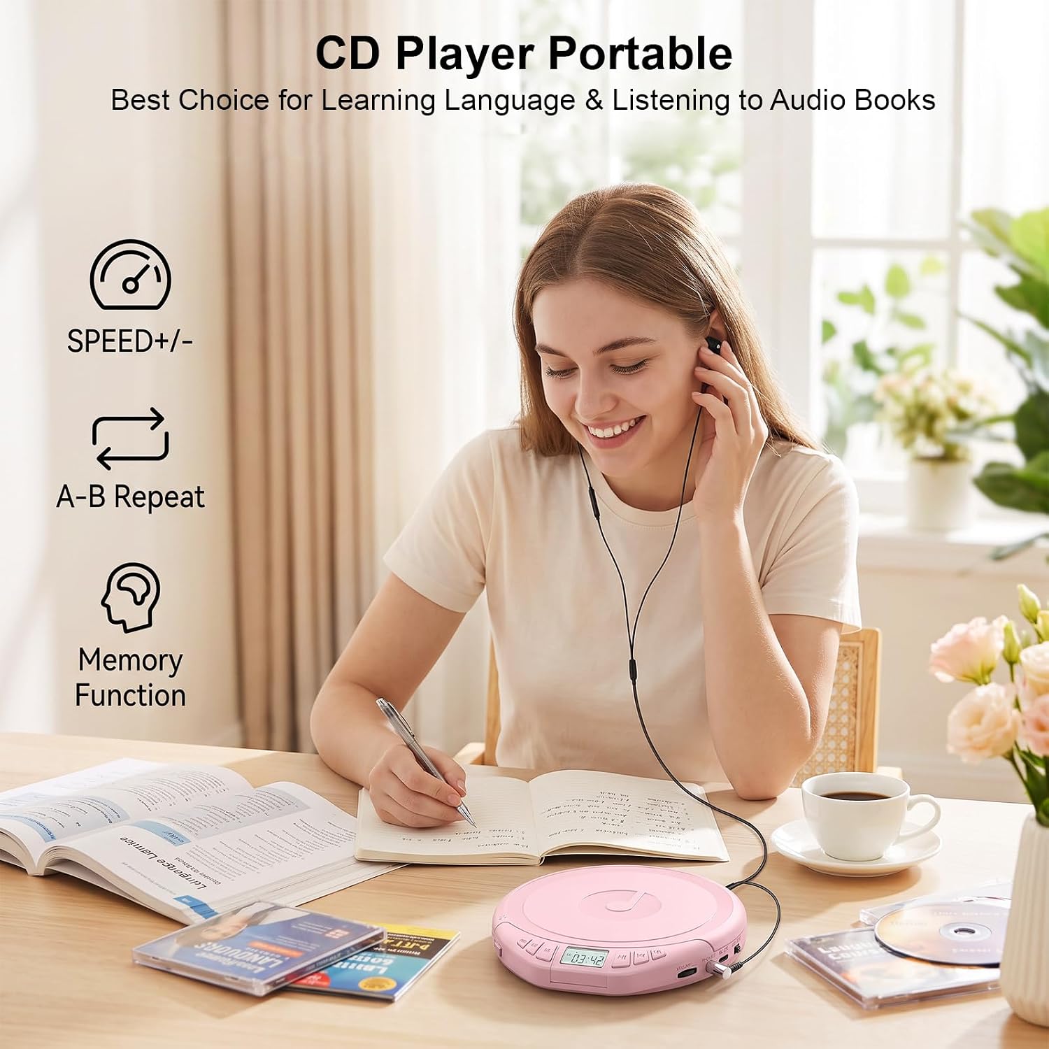 Detalle 2 de Gueray H-01 Portable CD Player with LCD, Anti-Skip and AUX