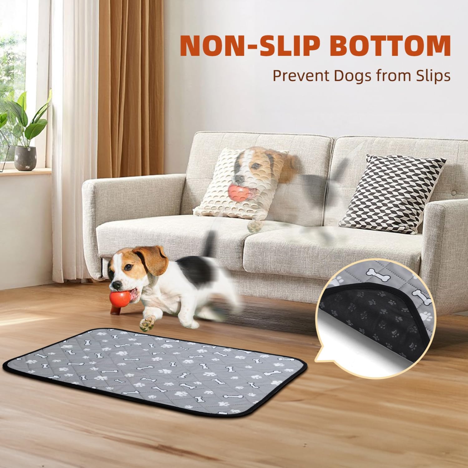 Detalle de Nobleza 2 Pezzi Tappetini Lavabili per Cani 60x45 cm – Assorbenti, Riutilizzabili, Igienici e Antiscivolo