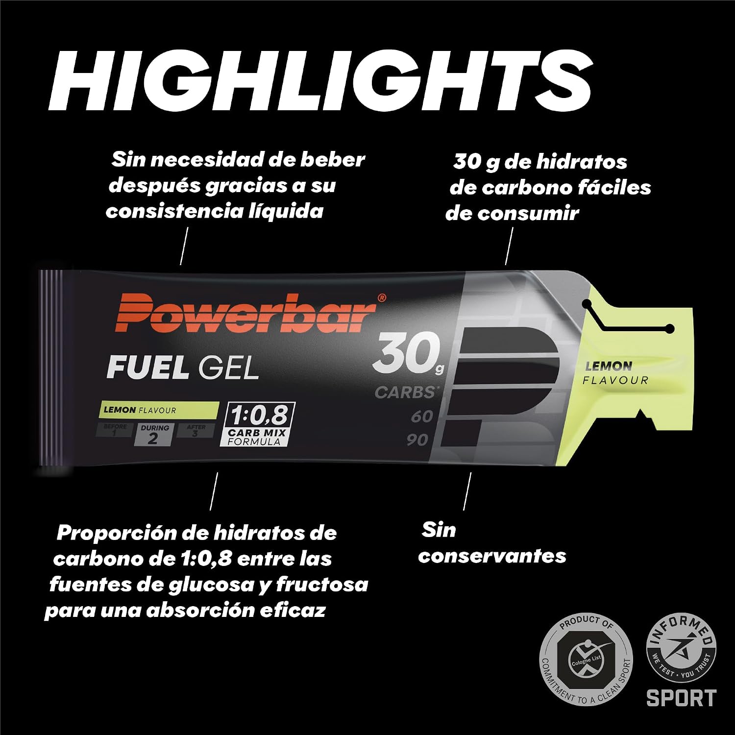 Detalle 1 de Powerbar Black Line Fuel 30 Gel Limón 🍋 - 12x50ml