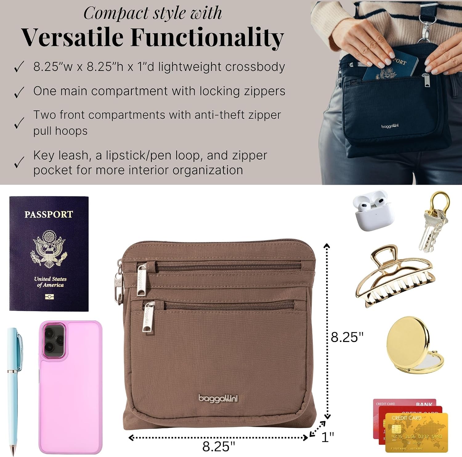 Thumbnail 4 de Baggallini Securtex Anti-Theft Large Crossbody pour femmes — sécurité et organisation au quotidien